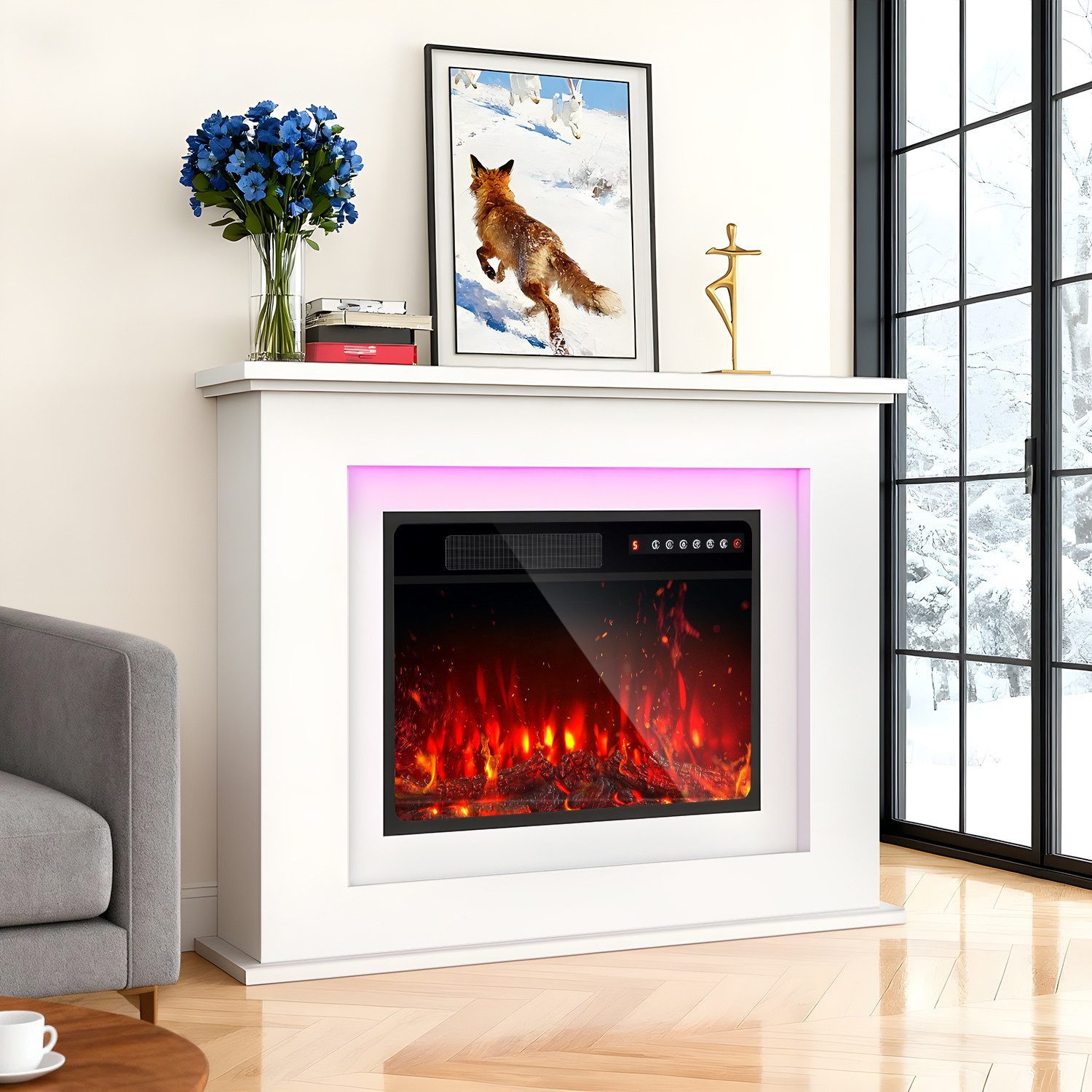 LETGOSPT Elektrokamin Elektrischer Standkamin mit Ablagefach, 3D-Flammeneff günstig online kaufen