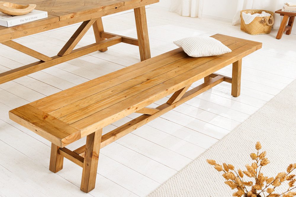 riess-ambiente Sitzbank RIVIERA 180cm natur · Esszimmerbank aus recyceltem Massivholz (Einzelartikel, 1-St), Bohlenoptik · Pinienholz · Holzbank · ohne Lehne · Landhaus-Stil