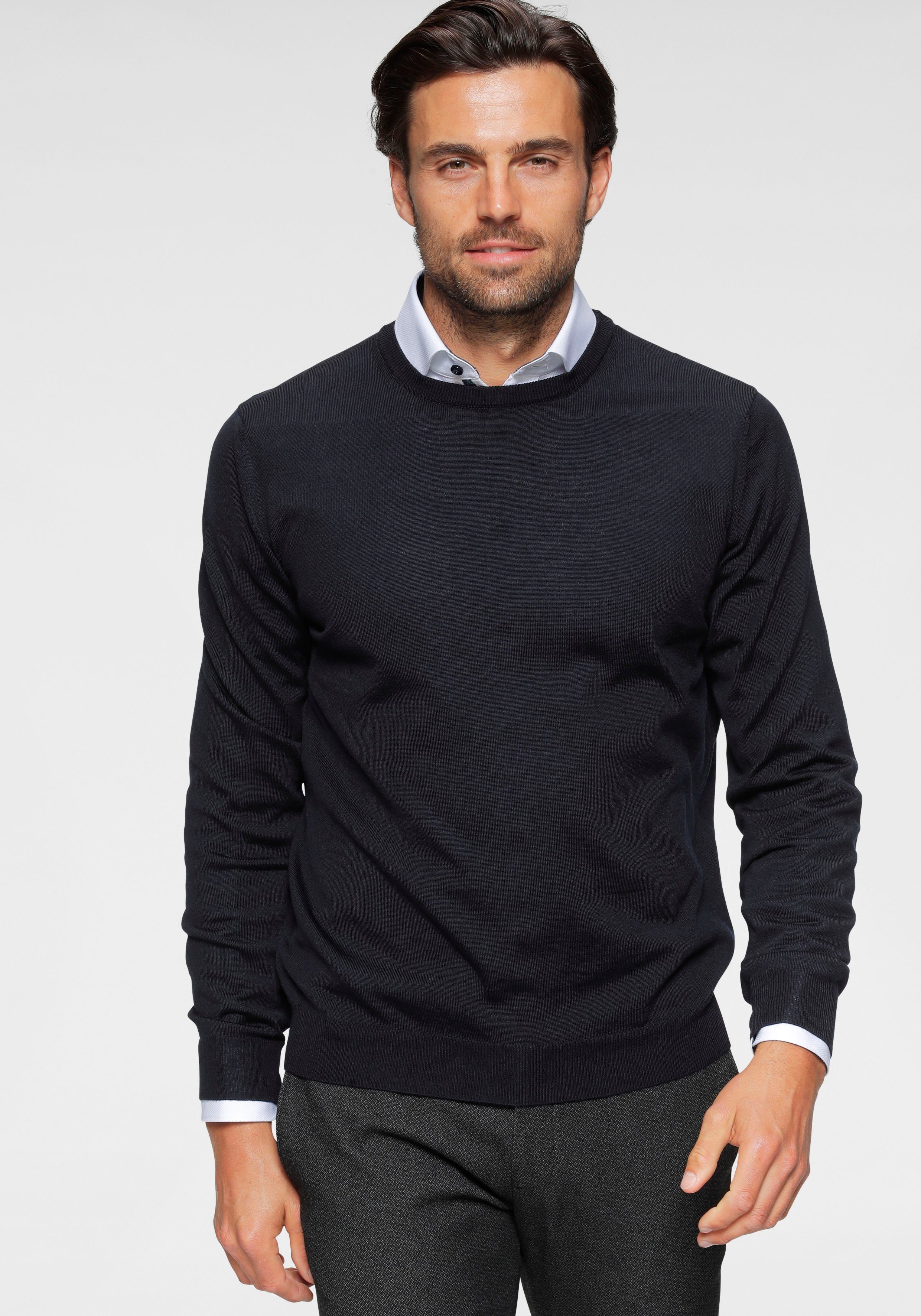 Rundhalspullover OLYMP Strick Casual