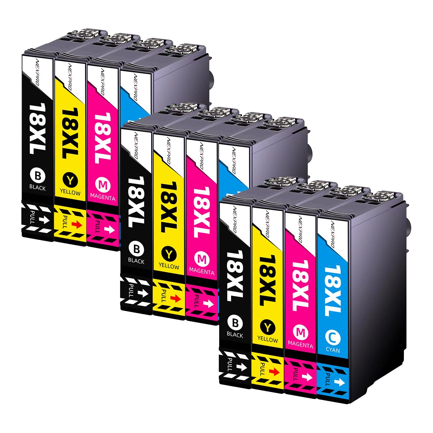 NEXPRO EPSON 18 XL Druckerpatronen für XP33 XP225 XP313 XP322 XP325, 12er Tintenpatrone (Packung, Epson 18XL C13T18164012 T1816 für Expression Home)