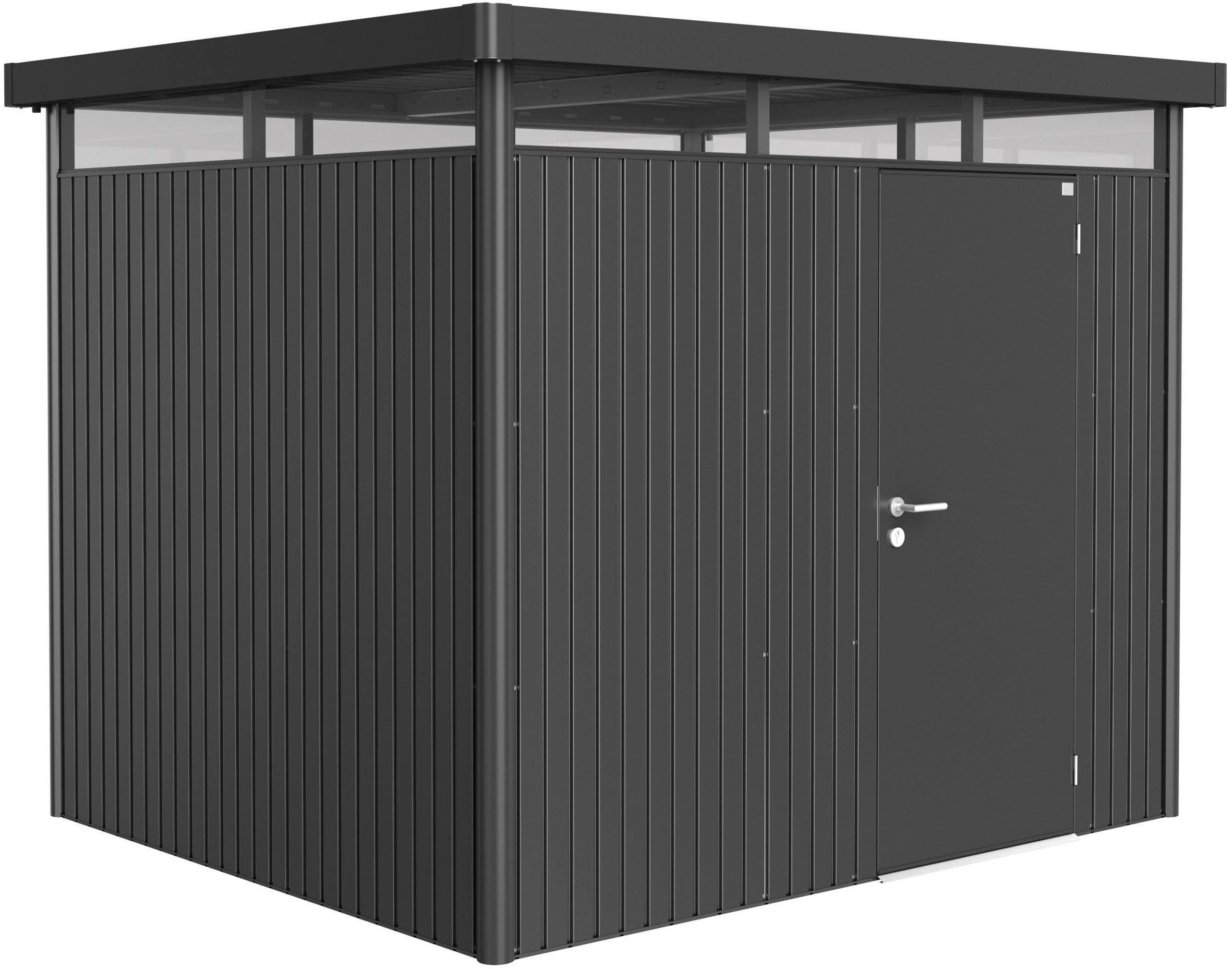 Biohort Gerätehaus HIGHLINE Gr. H3, verschiedene Farben, BxT: 275x235 cm, stylisches Metall-Gartenhaus mit Flachdach
