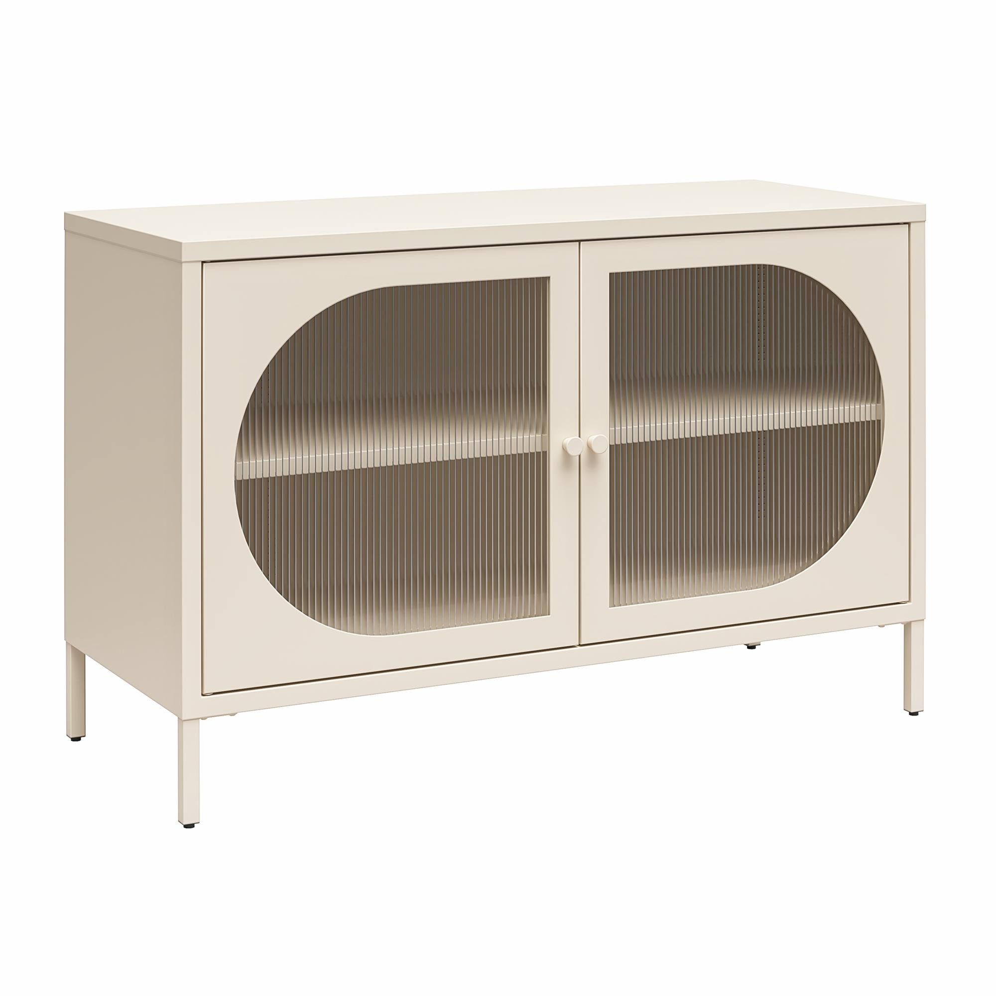 loft24 Sideboard Luna, Anrichte aus Metall mit 2 Glastüren