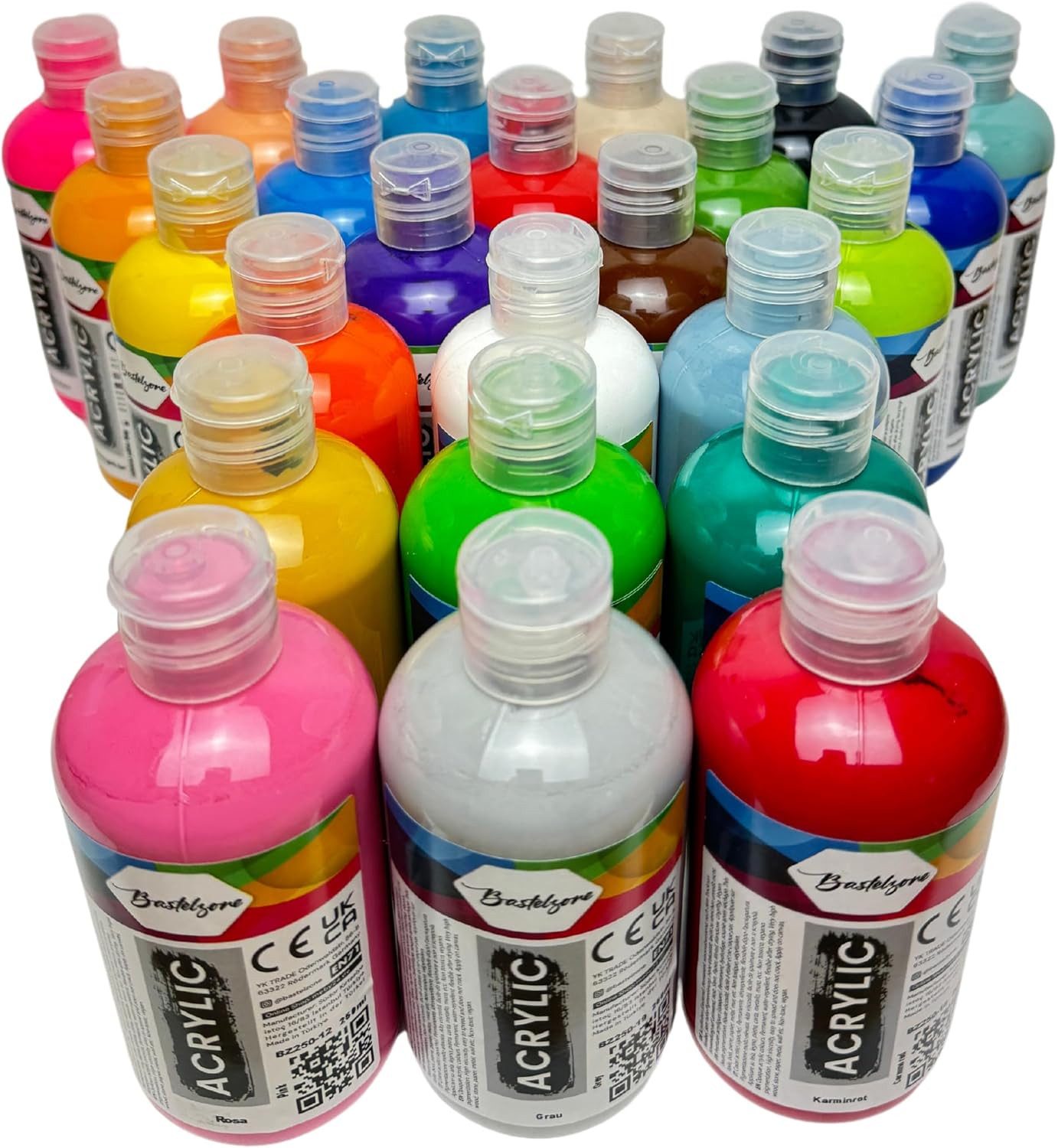 Greenpoint Acrylfarbe Acrylfarben Set 24x250 ml – Hochpigmentiert & Deckend, Matt