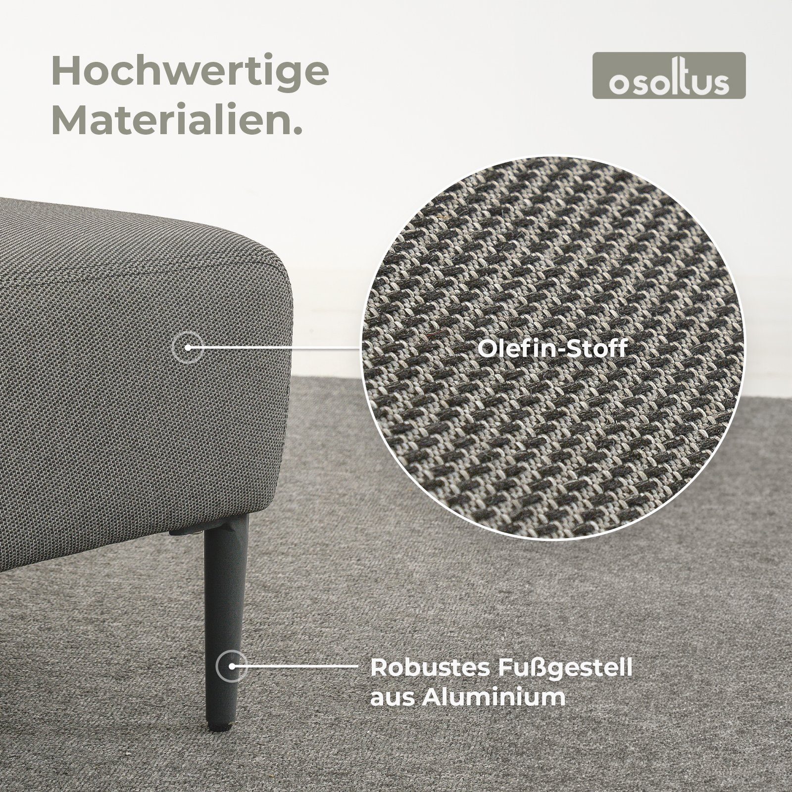 osoltus Wellnessliege osoltus LIV Premium Daybed Doppelliege Axroma Olefin grau
