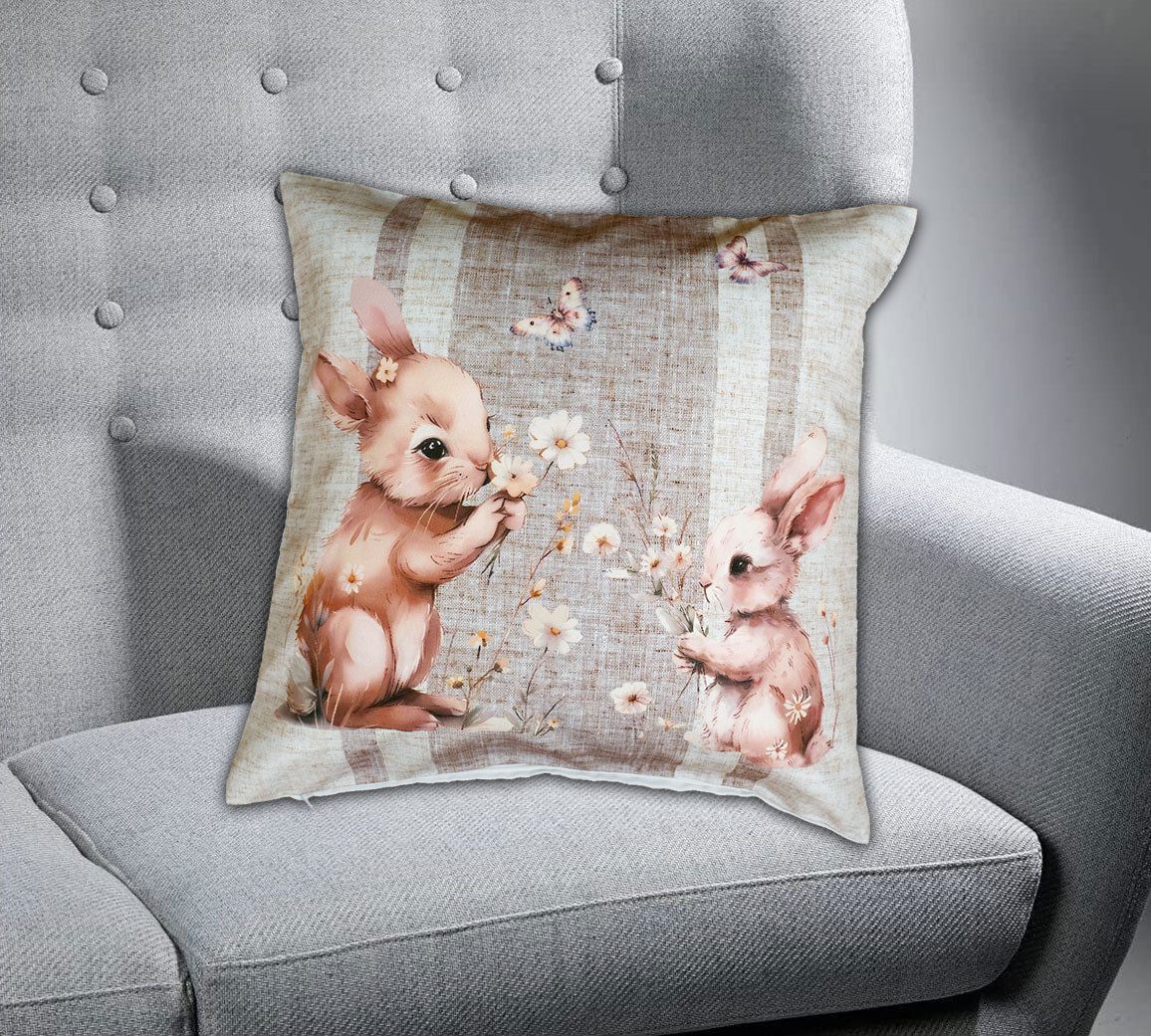 texpot Kissenhülle Dekokissen Druck Häschen Blumen Ostern Frühling, (1 Stüc günstig online kaufen