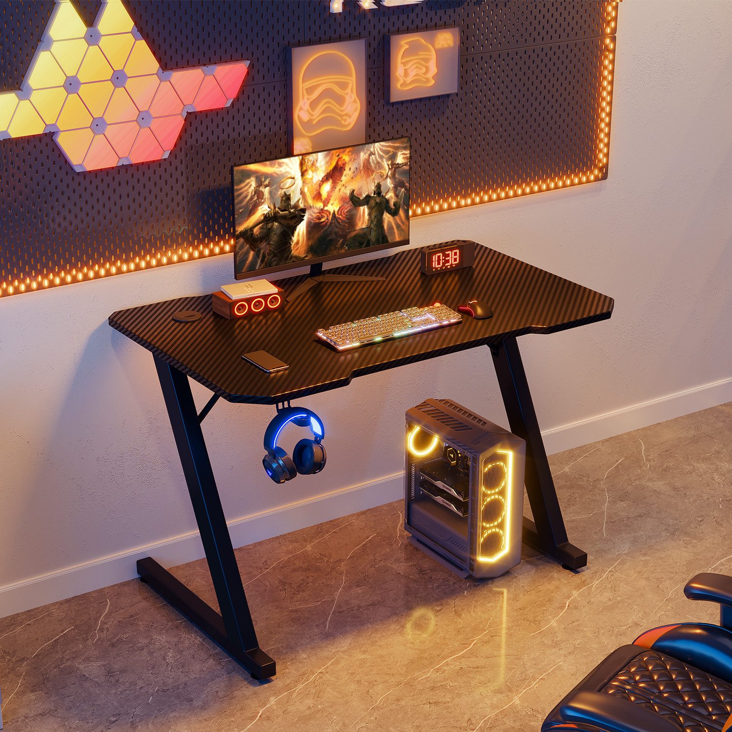 GUNJI Gamingtisch 80/120/140cm Gaming Schreibtisch PC Tisch Z-förmiger (Erg günstig online kaufen