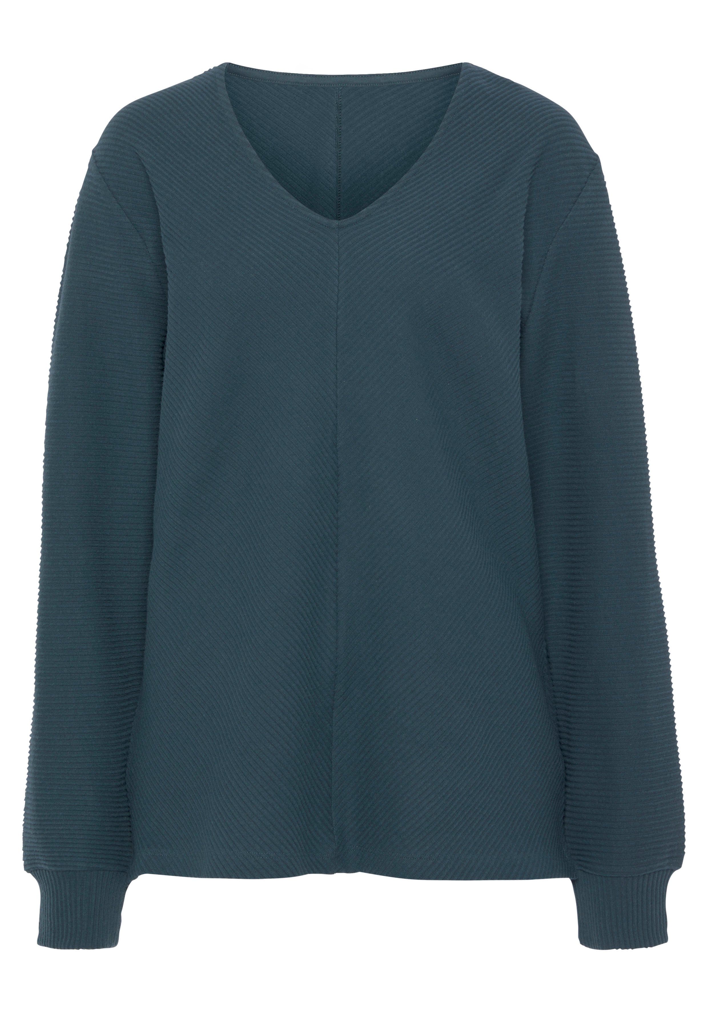 s.Oliver Sweatshirt Langarmshirt mit V-Ausschnitt und weiche Rippbündchen, Loungewear. € 39,99