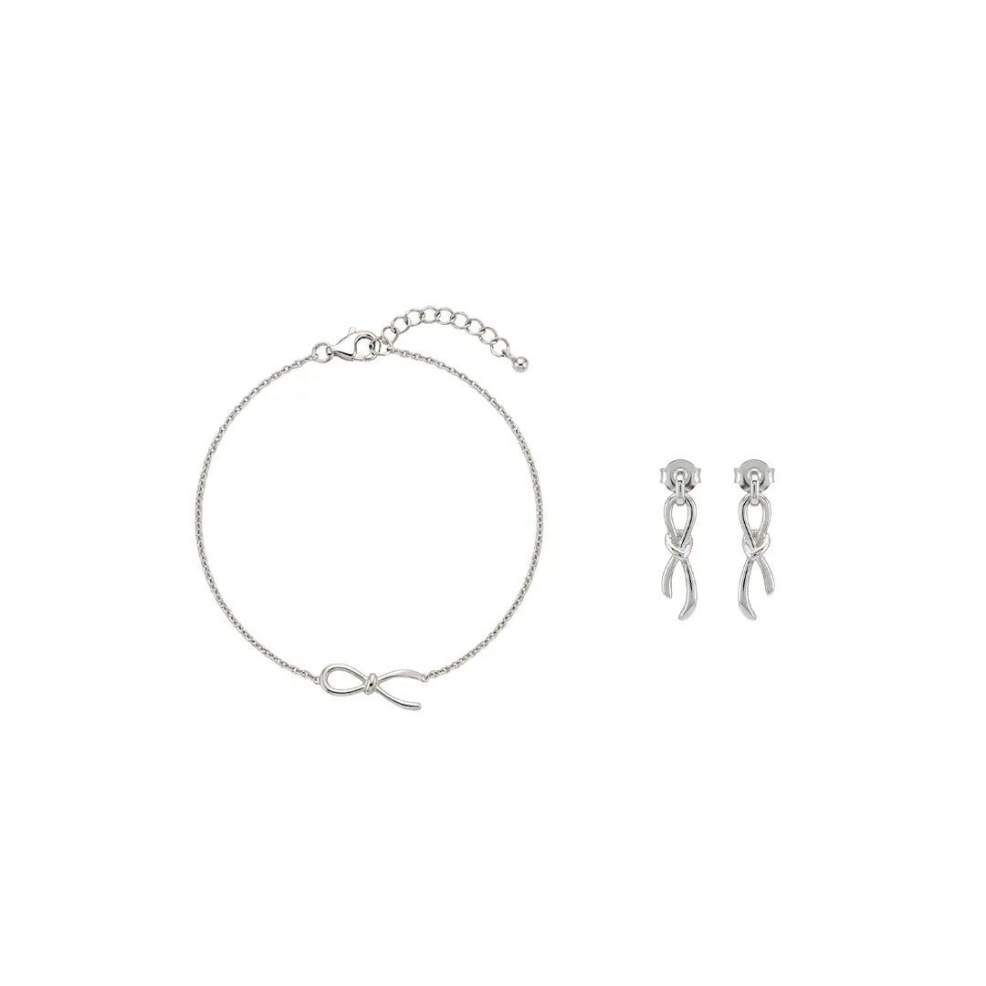 Suzan Gold Schmuckset Nodessa Trio – 925 Silber Set vergoldet mit Knoten Armband &