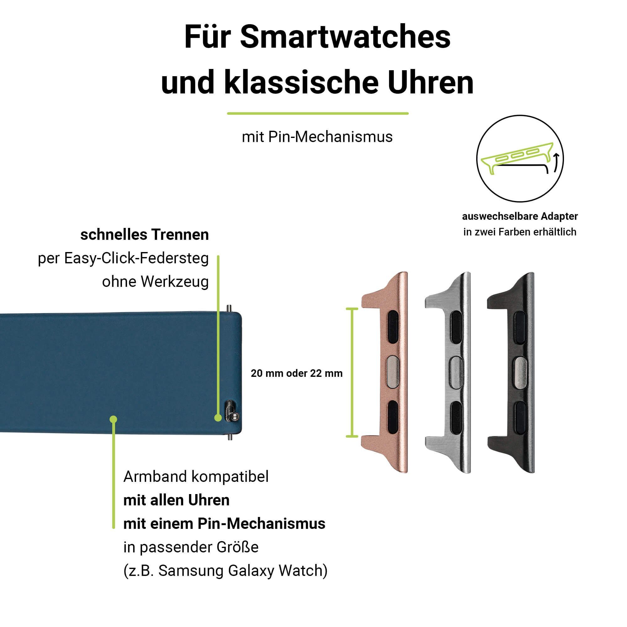 Artwizz Smartwatch-Armband WatchBand Silicone, Watch (44mm), 6-4 (42mm) / mit SE Silikon (45mm), Armband Blau, Apple Adapter, 2 & 3-1 Ultra (49mm), 9-7