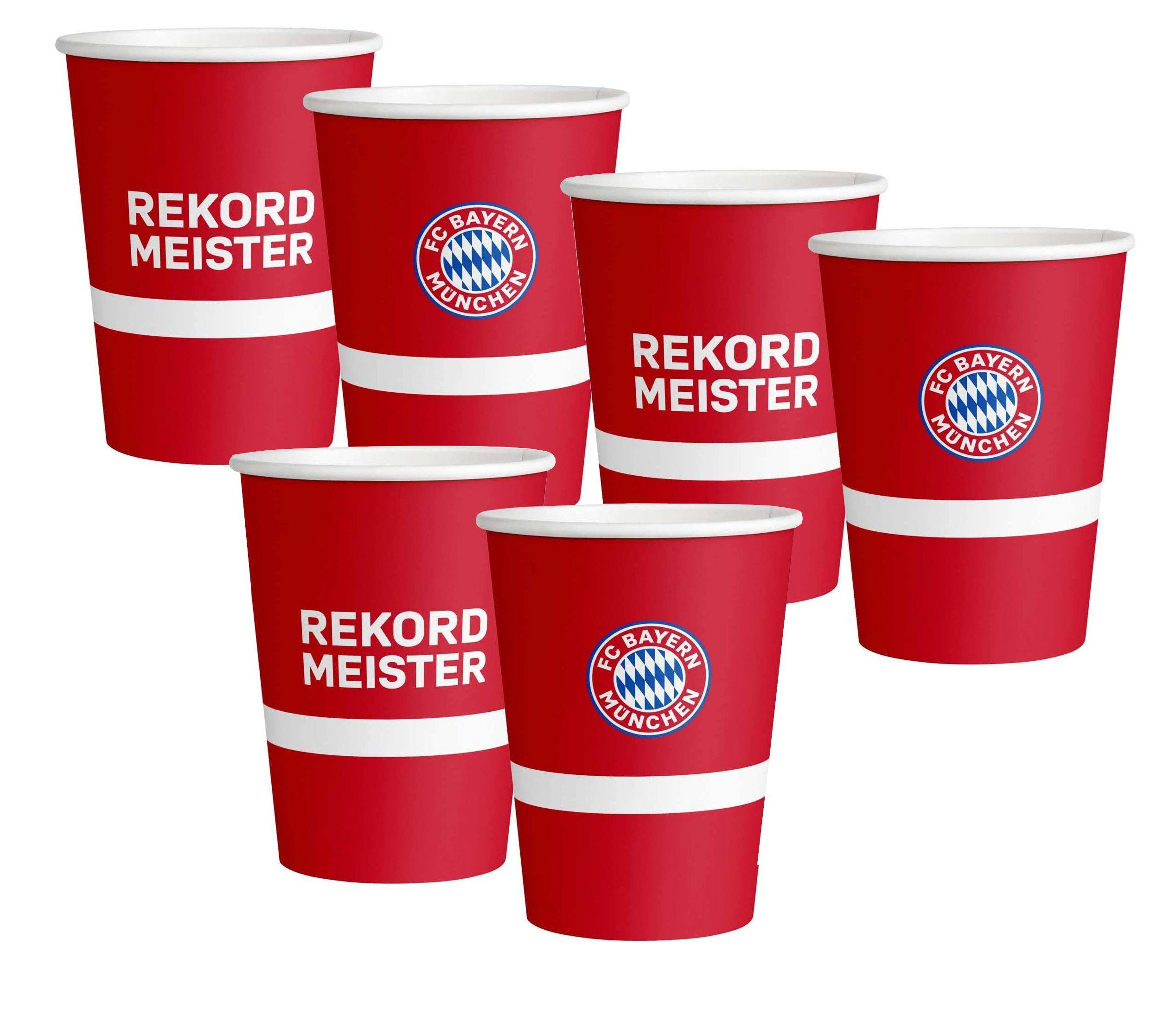 Amscan Spiel, Party-Dekoration FC Bayern München - Pappbecher (6 Stück, 500ml)