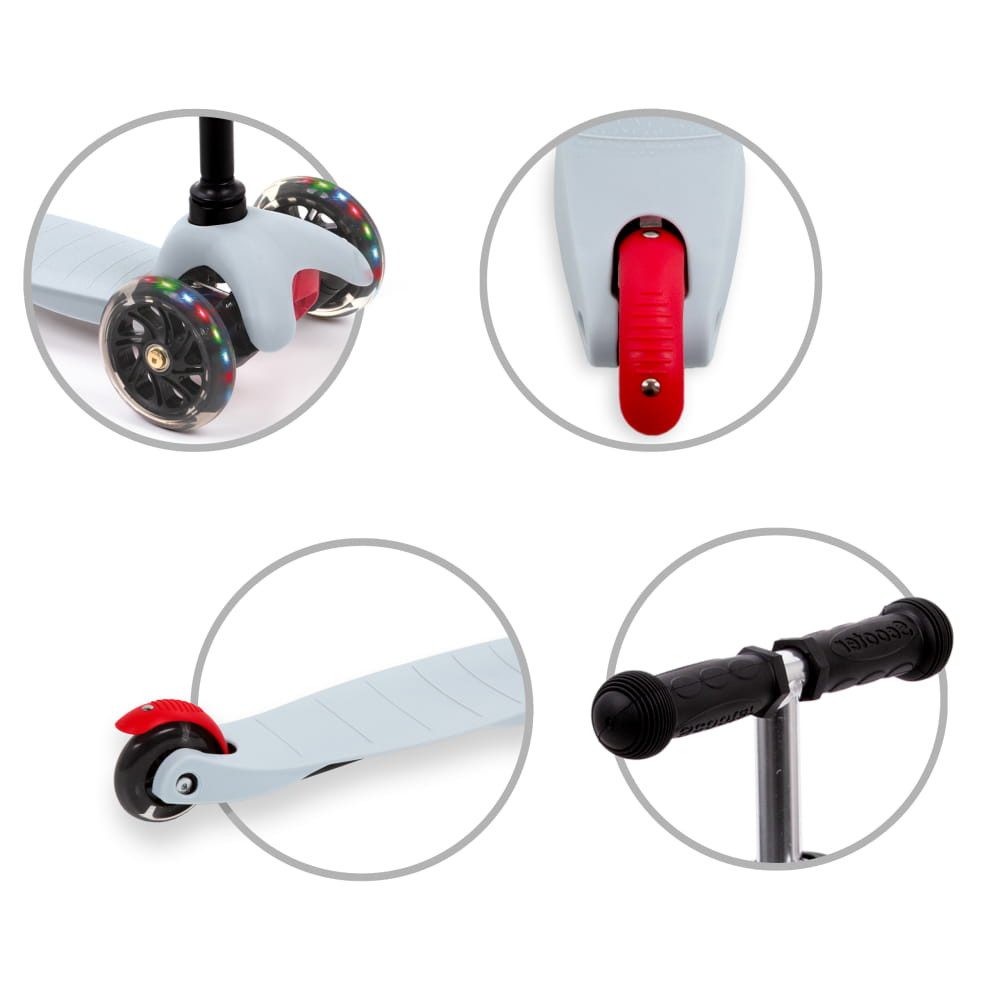 COIL Dreiradscooter Kinderroller, Tretroller, Dreirad-Balance-Roller, Cityroller, 10 km/h, ABEC-7-Lager, 3-stufige Lenkradverstellung, LED-Räder