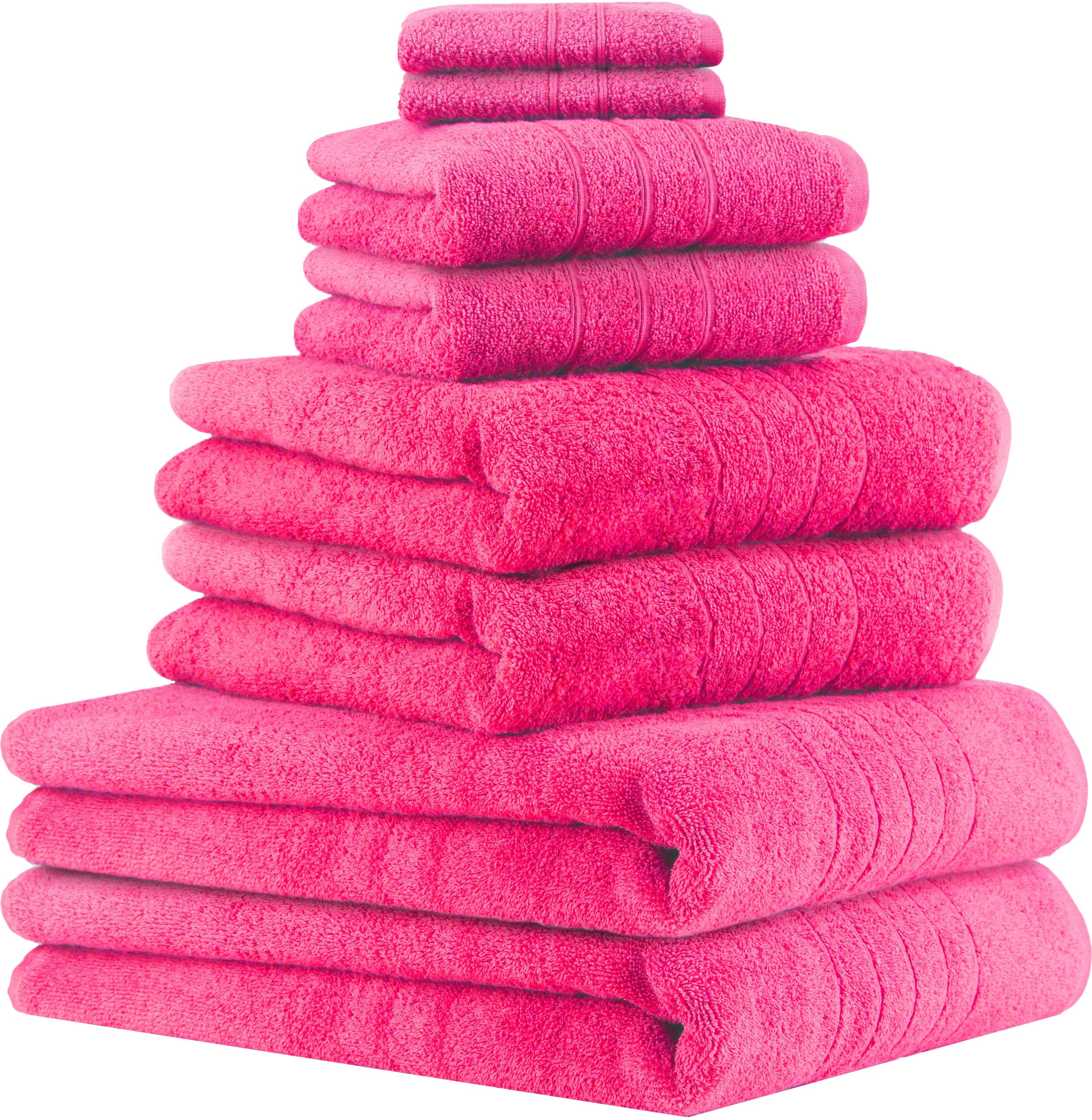 Betz Handtuch Set 8-TLG Handtuch-Set Deluxe 100% Baumwolle 2 Badetücher 2 Duschtücher 2 Handtücher 2 Seiftücher, 100% Baumwolle, (8-tlg) fuchsia | Handtuch-Sets