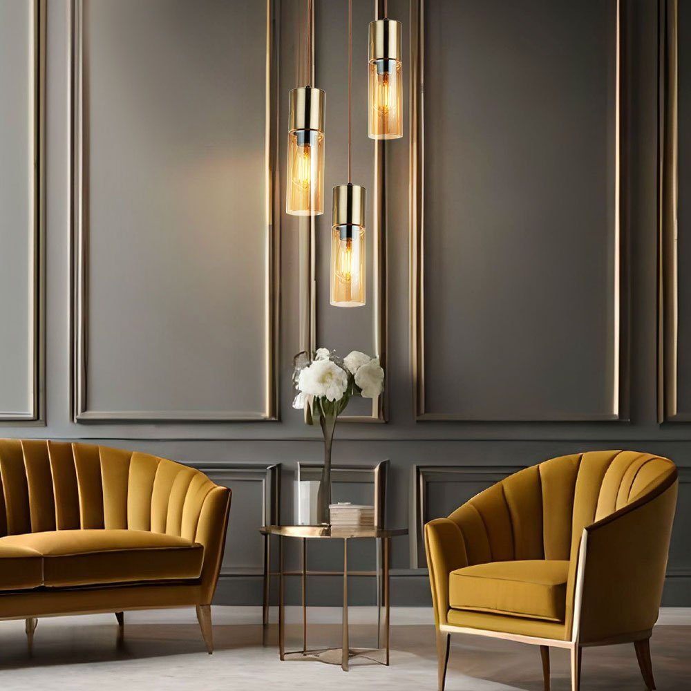 GLOBO LIGHTING LED Pendelleuchte, Leuchtmittel inklusive, Warmweiß, Pendellampe Esstischlampe Hängelampe Glas Wohnzimmerlampe LED H 150 cm