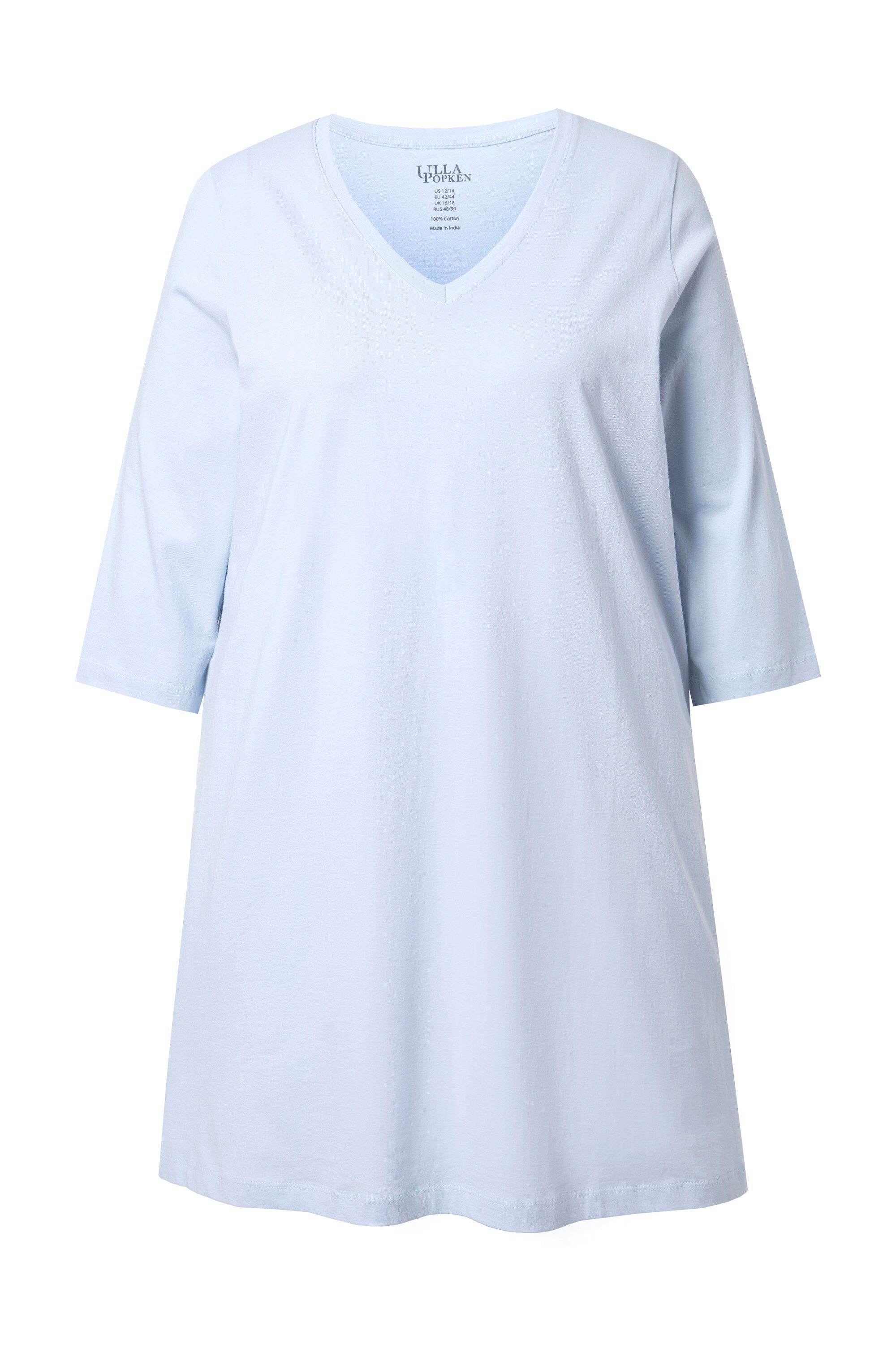 Ulla Popken Longshirt Longshirt A-Linie V-Ausschnitt 3/4-Arm günstig online kaufen