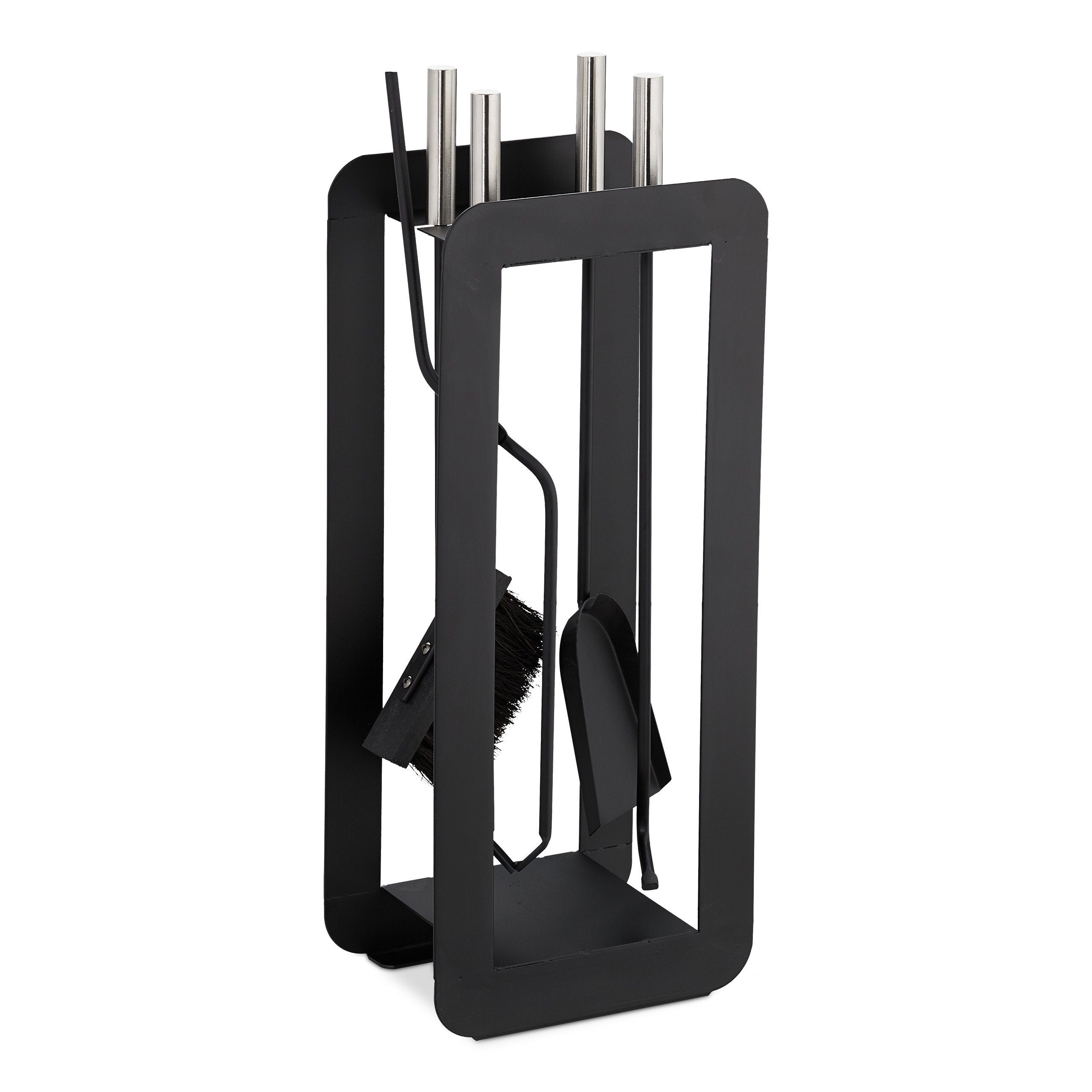 relaxdays Kamingarnitur 5-teiliges Kaminbesteck schwarz modern günstig online kaufen