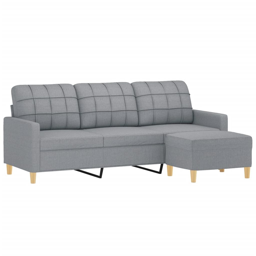vidaXL Sofa 3-Sitzer-Sofa mit Hocker Hellgrau günstig online kaufen
