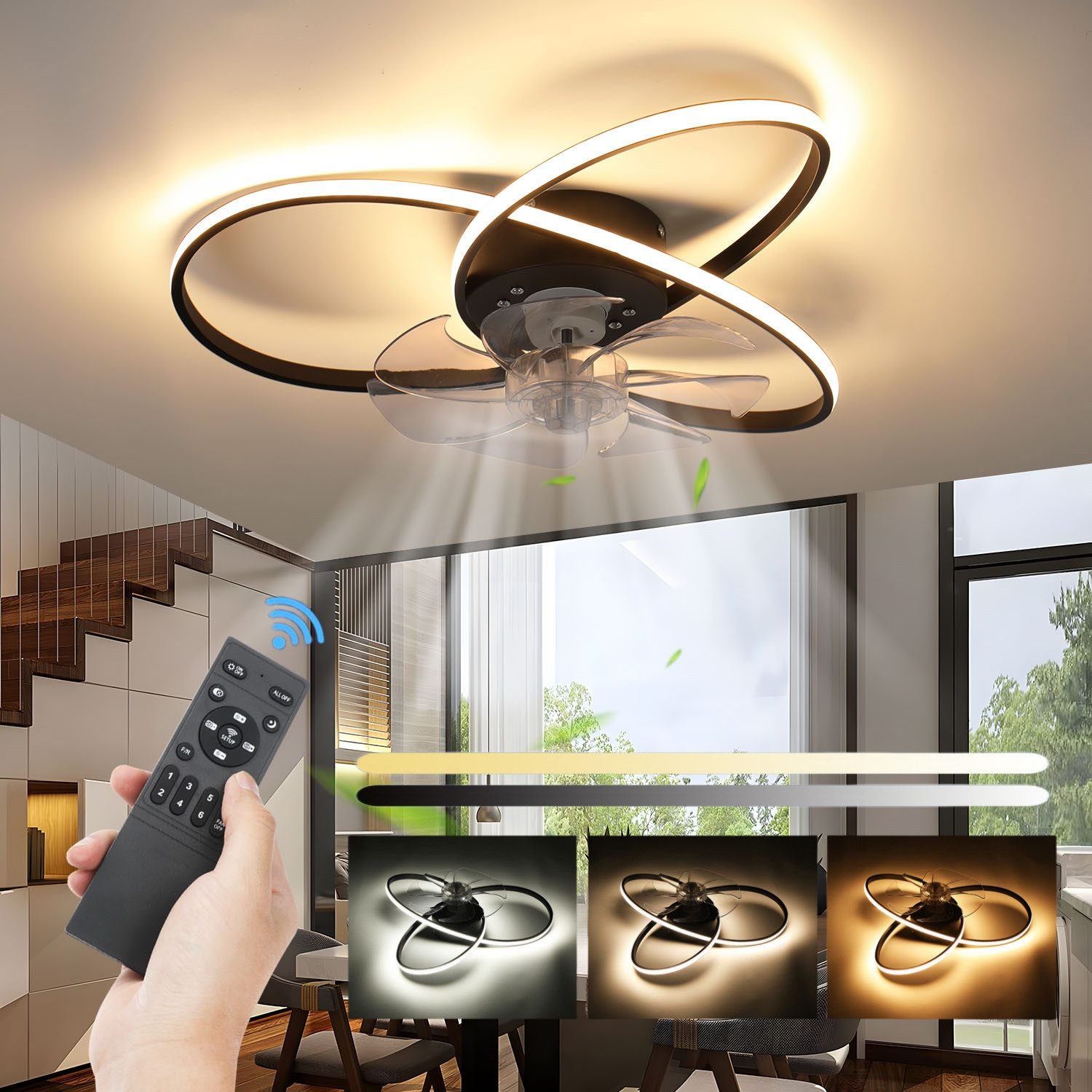 LETGOSPT LED Deckenleuchte Leise Deckenventilator mit günstig online kaufen
