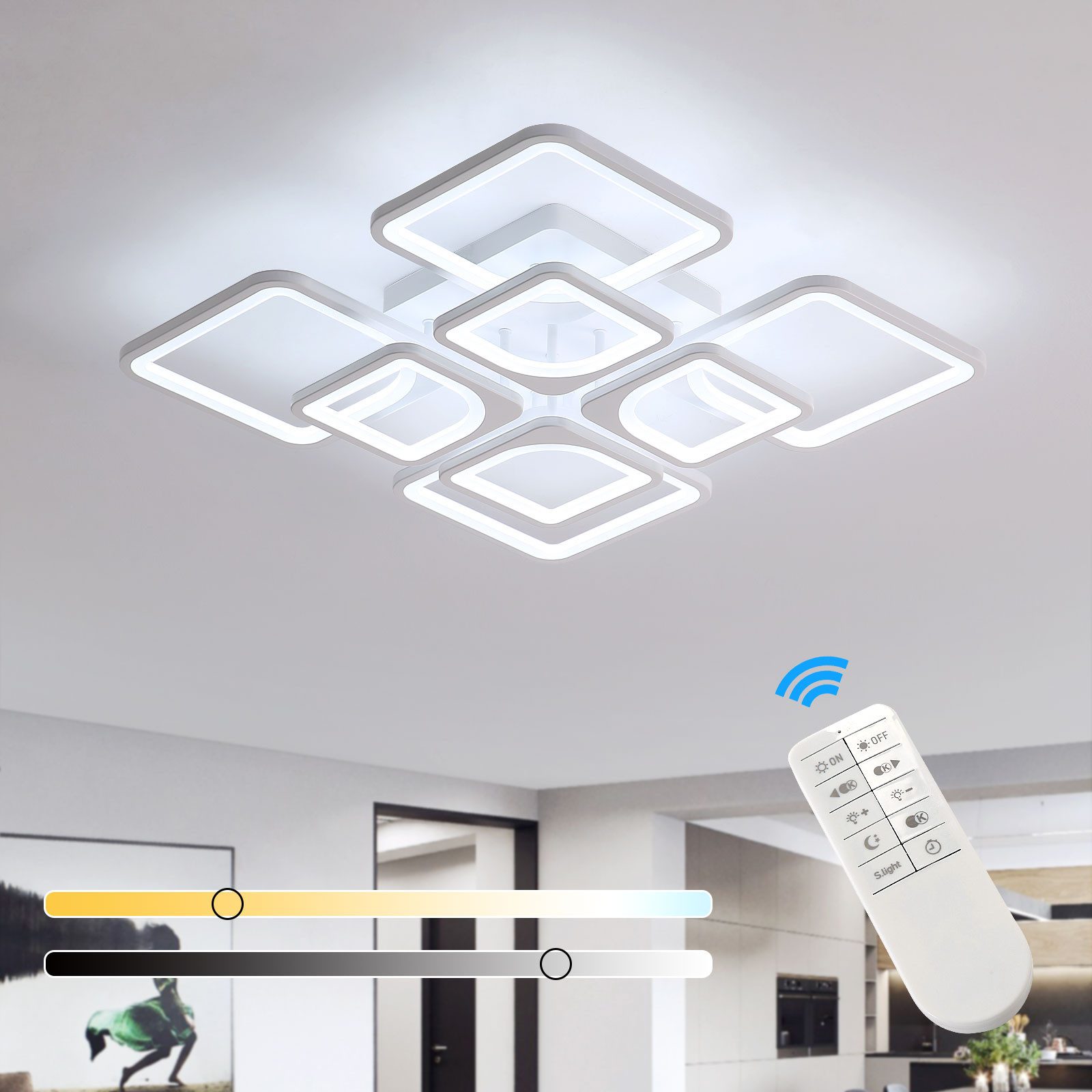 Goeco LED Deckenleuchte Acrylleuchte, quadratische Dekoleuchte, dimmbar, 80 günstig online kaufen