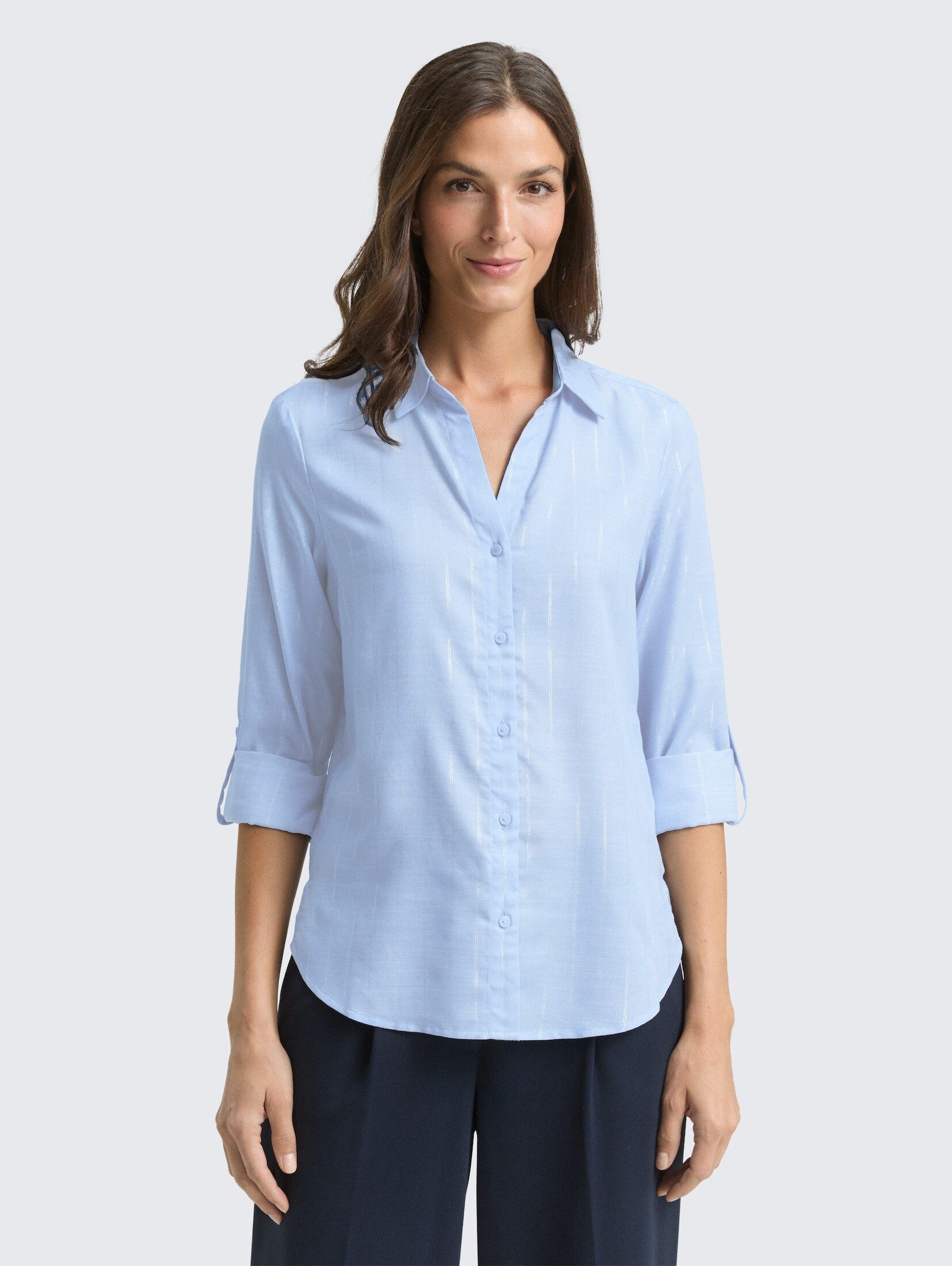 TOM TAILOR Langarmbluse Блузки & Футболки Bluse mit Streifen in Glitzer-Optik