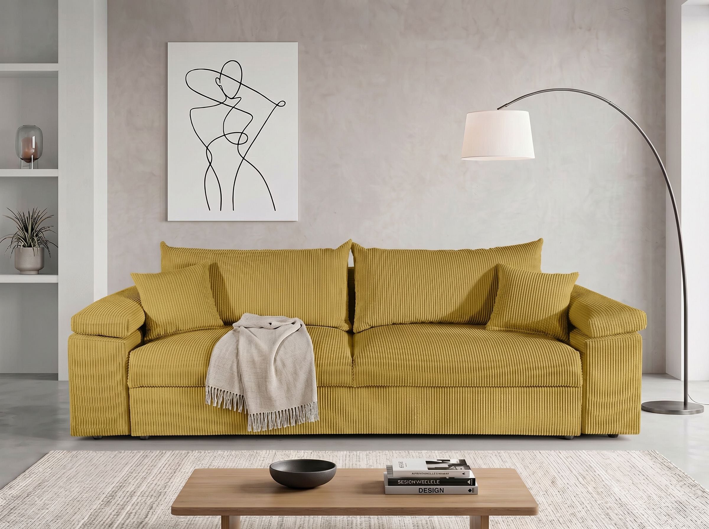 COLLECTION AB Schlafsofa Mara, B: 249 cm, Liegefl. 139x195 cm, Dauer-Schlaffunktion, Bettkasten & Federkern, wahlweise mit Topper