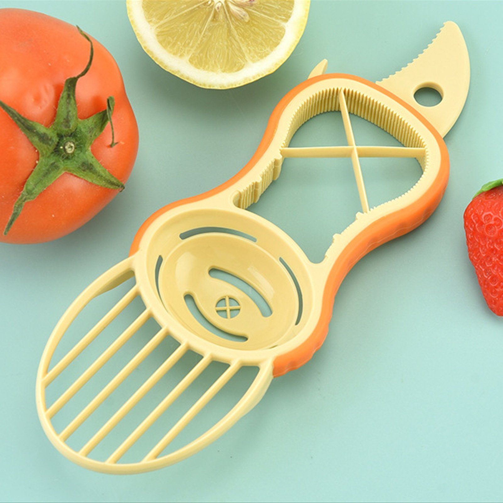 orange Küche weiß Kleiner Obstschneider Tragbares Mehrzweck-Obstscheibenwerkzeug Gemüseschneider Blusmart