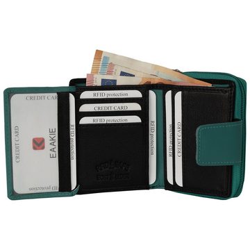 EAAKIE Geldbörse Kleine RFID Damen Geldbörse Kompakt Portemonnaie Mini Damenbörse Echt, Damen Geldbörse klappbar mit Drückknopf
