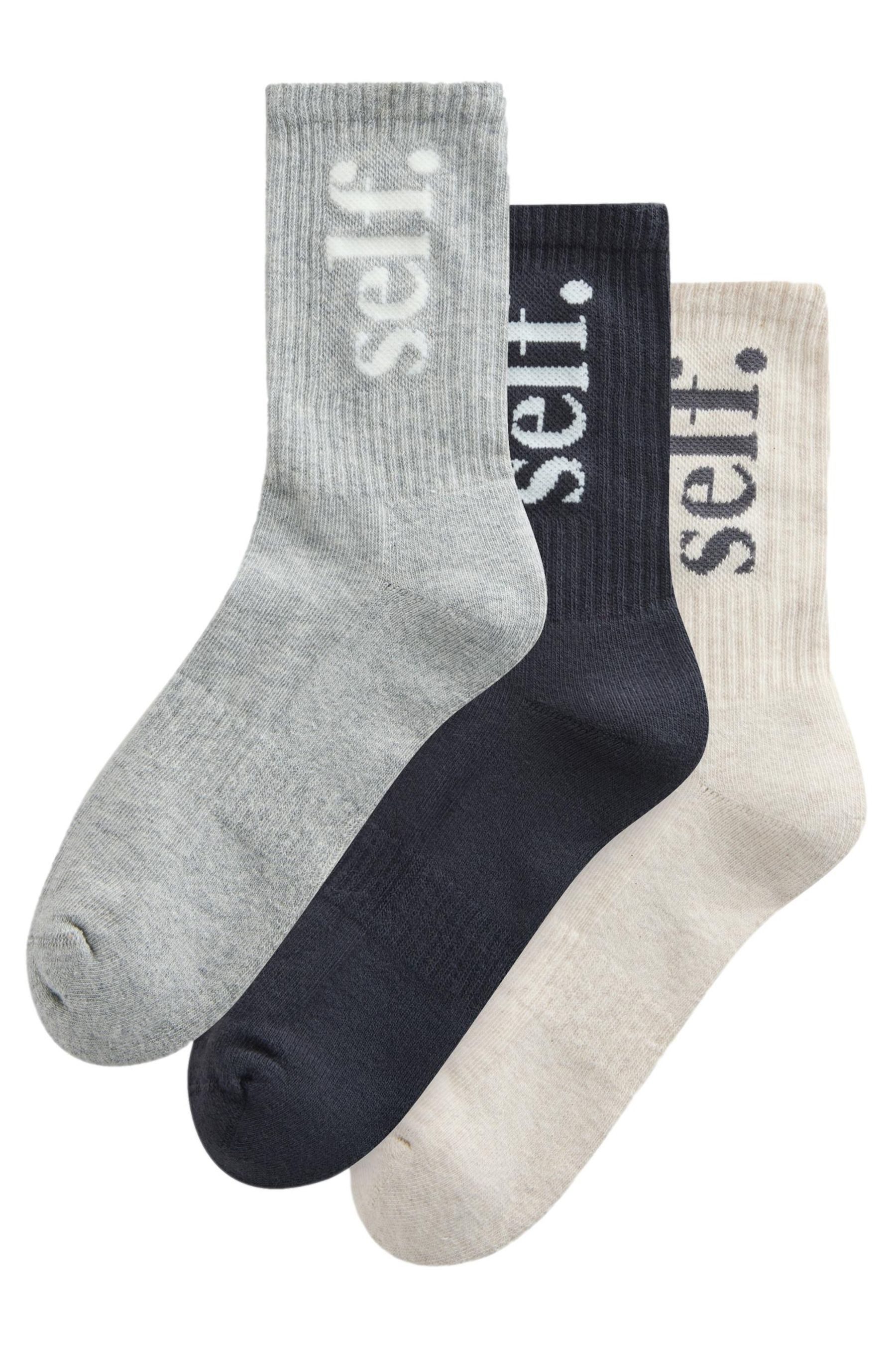 Kurzsocken Self. Socken mit Polstersohle + Slogan im 3er-Pack