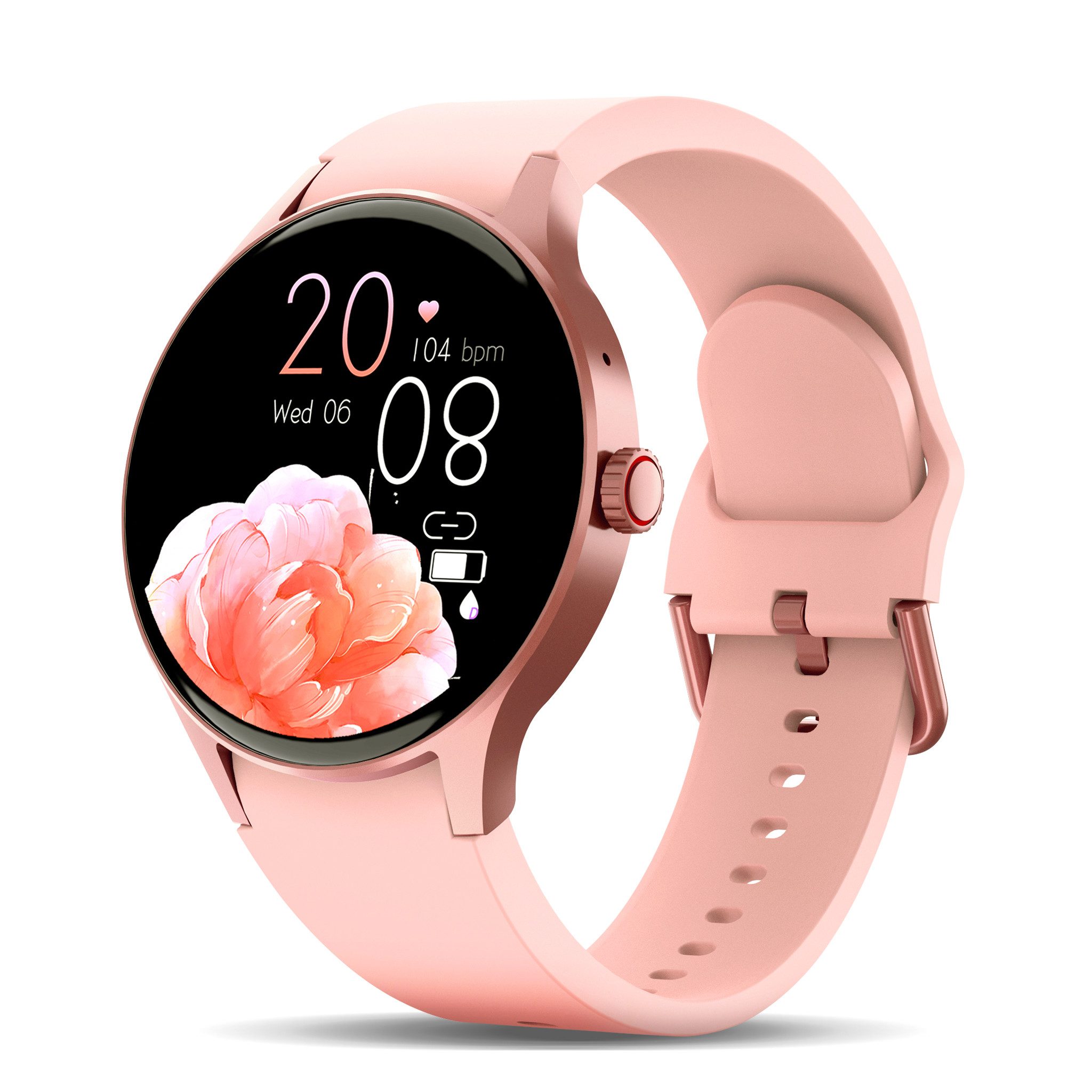 CkeyiN Smartwatch Damen mit Anruffunktion, Fitness Tracker Uhr, Smartwatch (3,6 cm/1,43 Zoll), Voll-Touch-Farbdisplay,100+ Sportmodi,Musiksteuerung,IP68 Wasserdicht