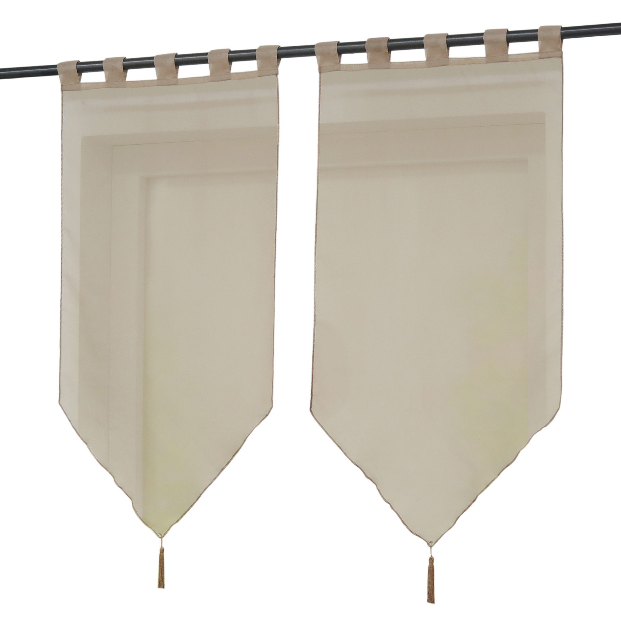Delien Scheibengardine Uni (2 St), Schlaufen, Voile mit Quaste günstig online kaufen