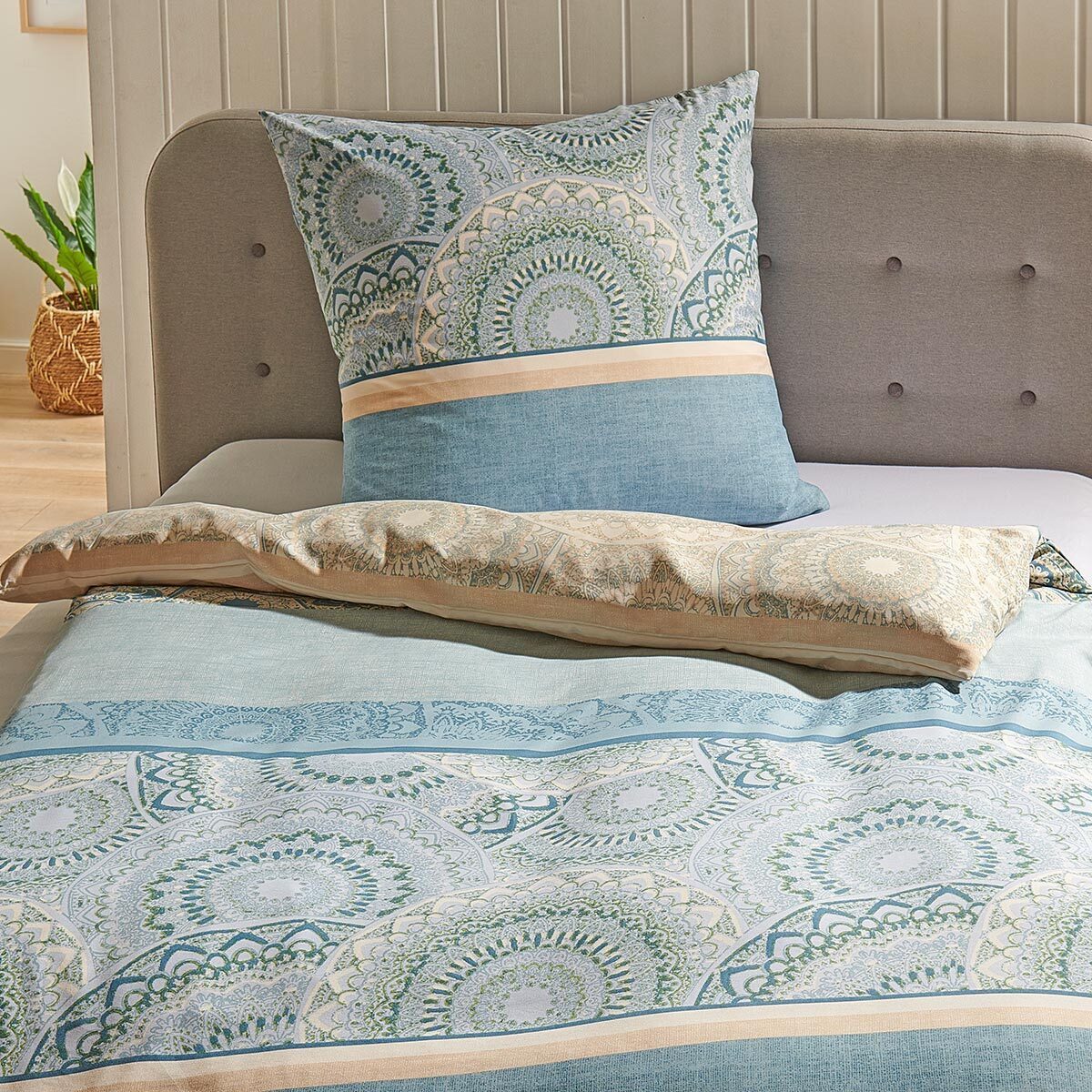 TRAUMSCHLAF Bettwäsche Karlsruhe grün, Mikrofaser, 2 teilig günstig online kaufen