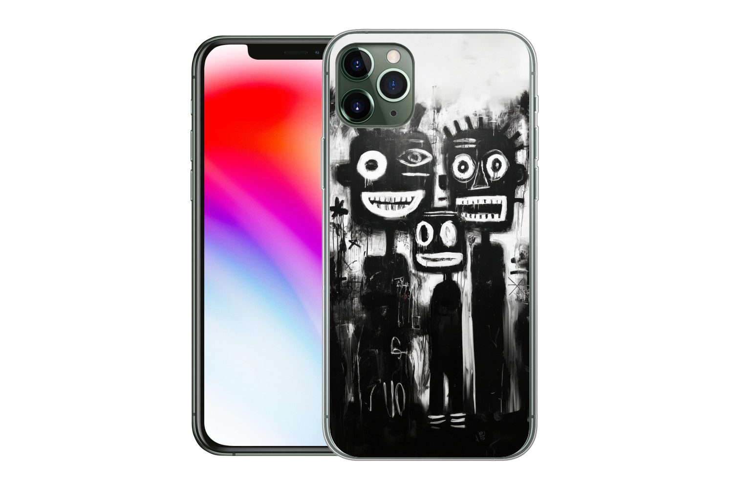 MuchoWow Handyhülle für Apple iPhone 11 Pro Max Malerei - Figuren - Schwarz - Abstrakt, Smartphone-Bumper, Print, Handy Schutzhülle Dünn
