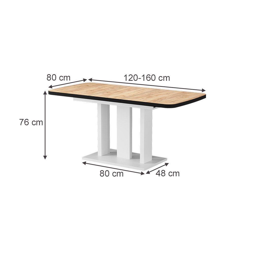 Vicco Esstisch Fenaro, Schwarz/Goldkraft Eiche/Weiß, 120 günstig online kaufen