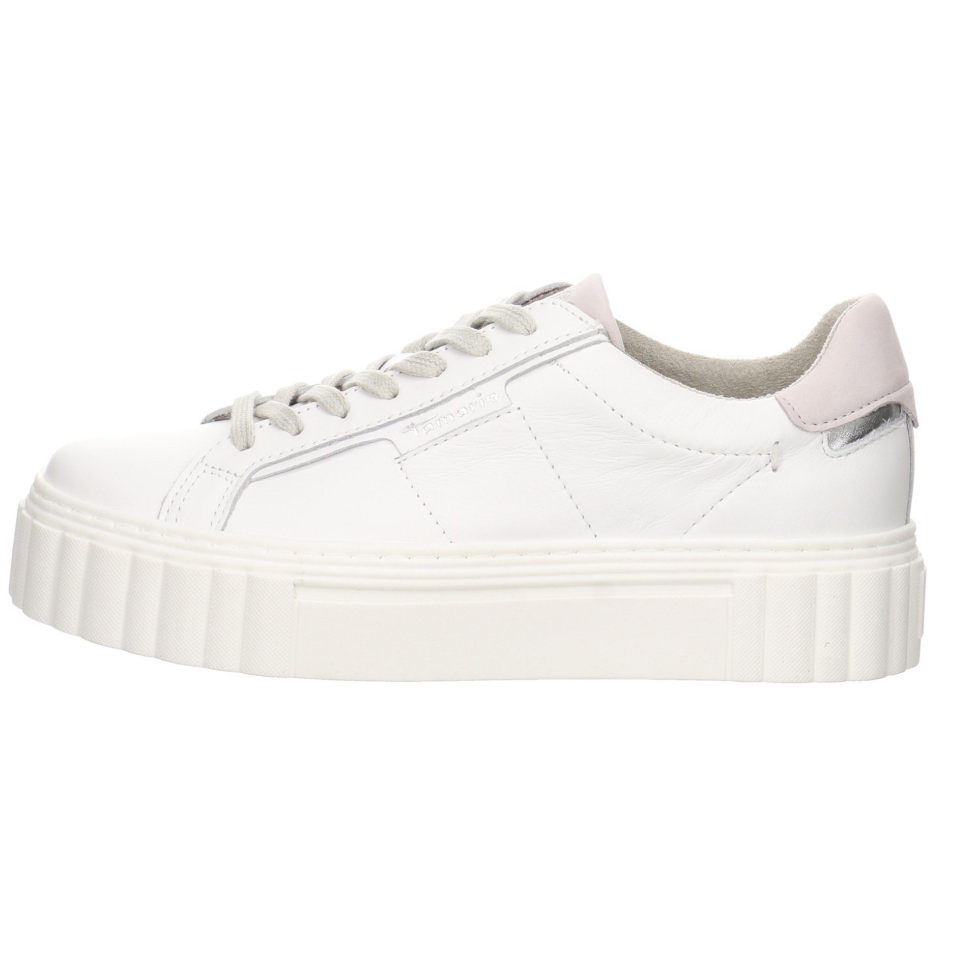 Tamaris Damen white Sneaker Sneaker Nubukleder Schnürhalbschuhe