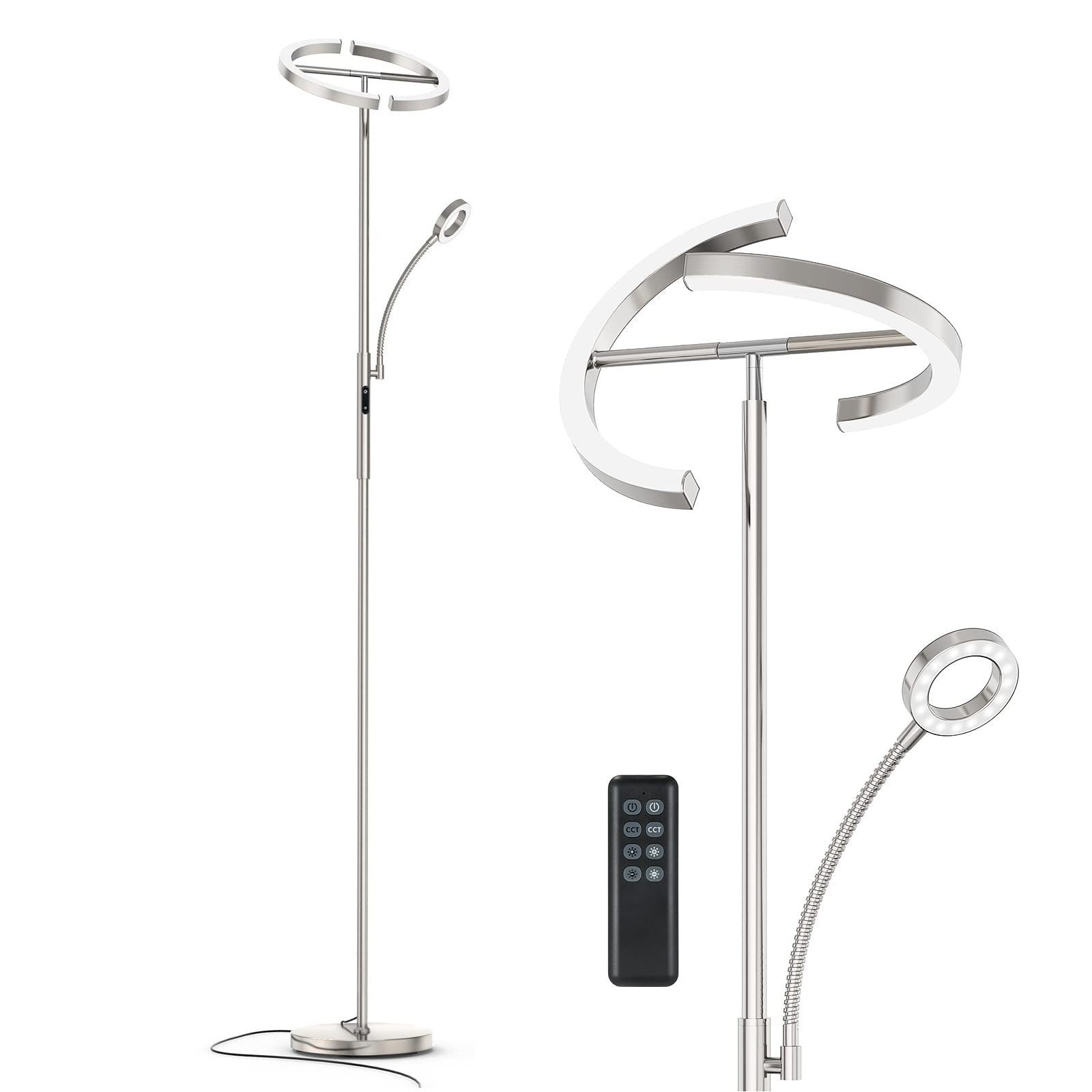 LED Stehlampe 20W+7W LED Stehleuchte Dimmbar Leseleuchte Deckenfluter Lampe