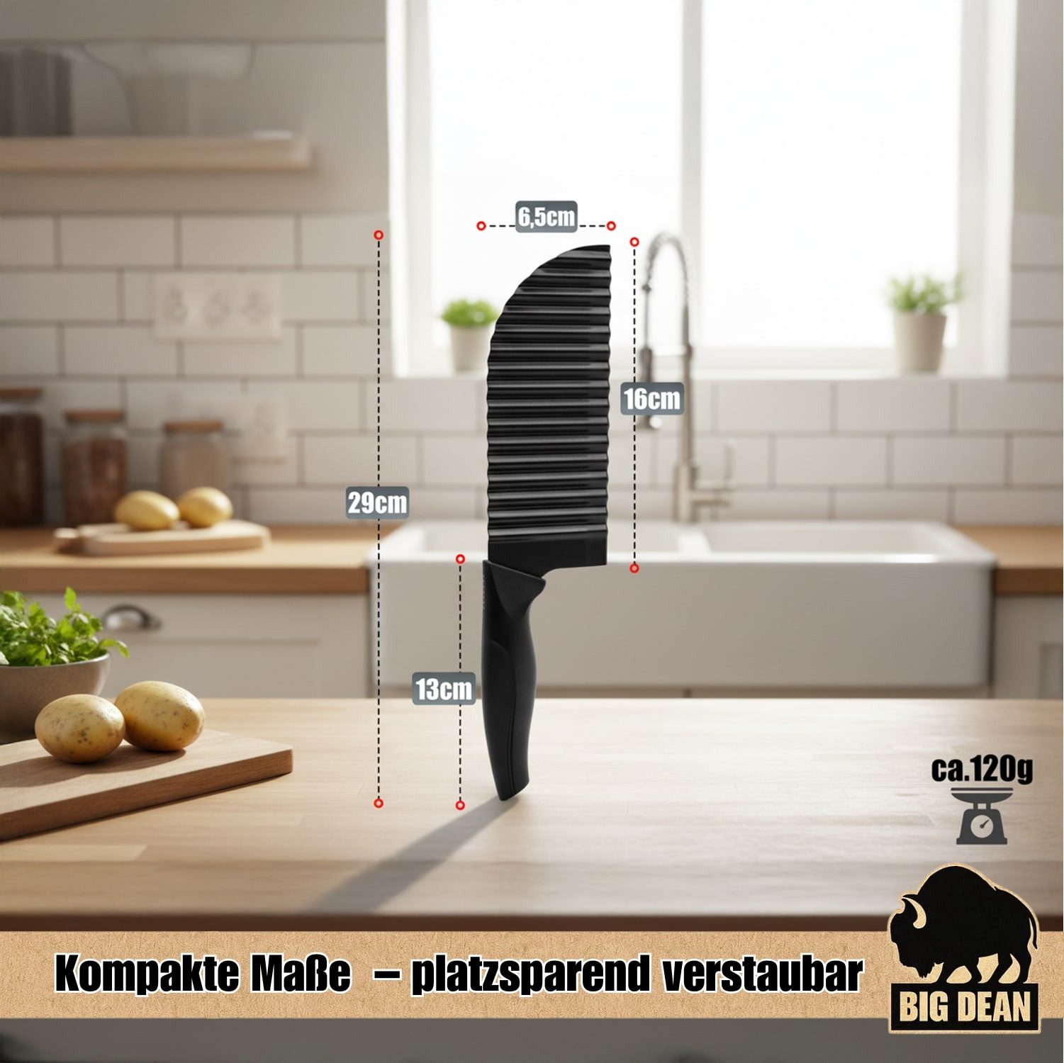 BigDean Gemüsemesser Wellenschneider Wellenmesser Riffelmesser Wellenschneider für Gemüse, Rostfreier Edelstahl – Bild 5 von 5