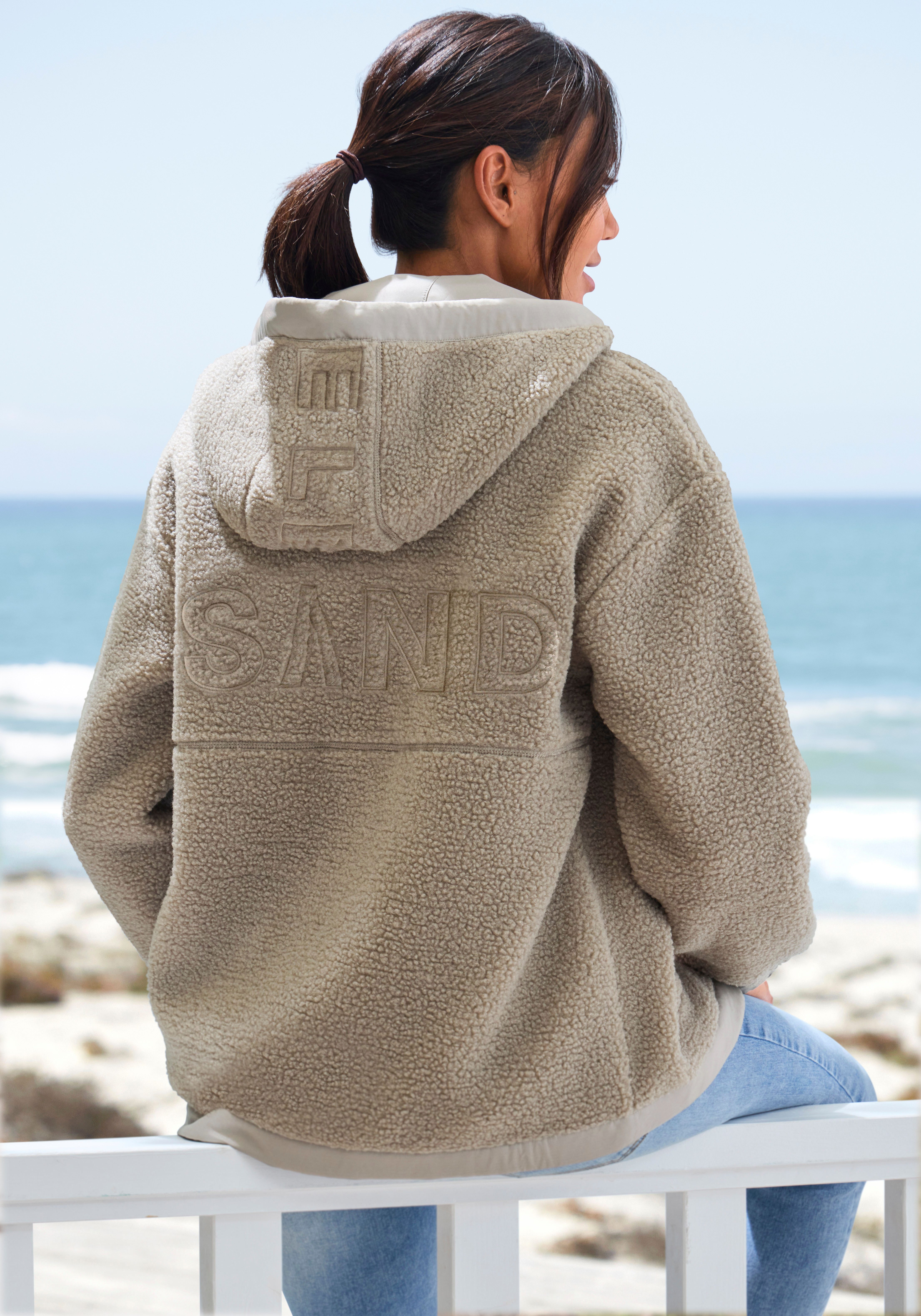 Elbsand Fleecejacke Übergangsjacke aus Teddy-Fleece mit verstellbarer Kapuze – Bild 3 von 5