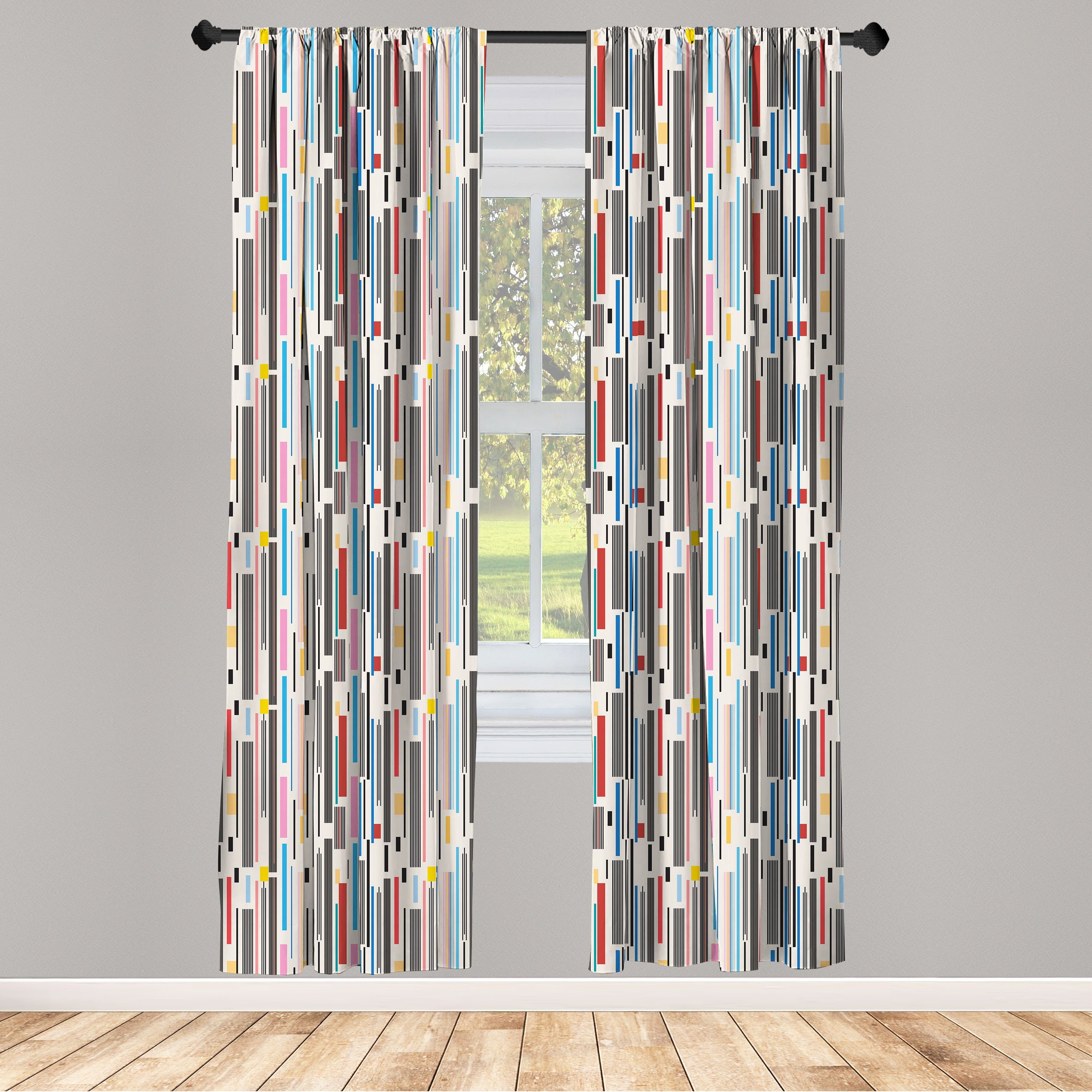 Gardine Vorhang für Wohnzimmer Schlafzimmer Dekor, Abakuhaus, Microfaser, Abstrakt Verschiedene Farben-Streifen