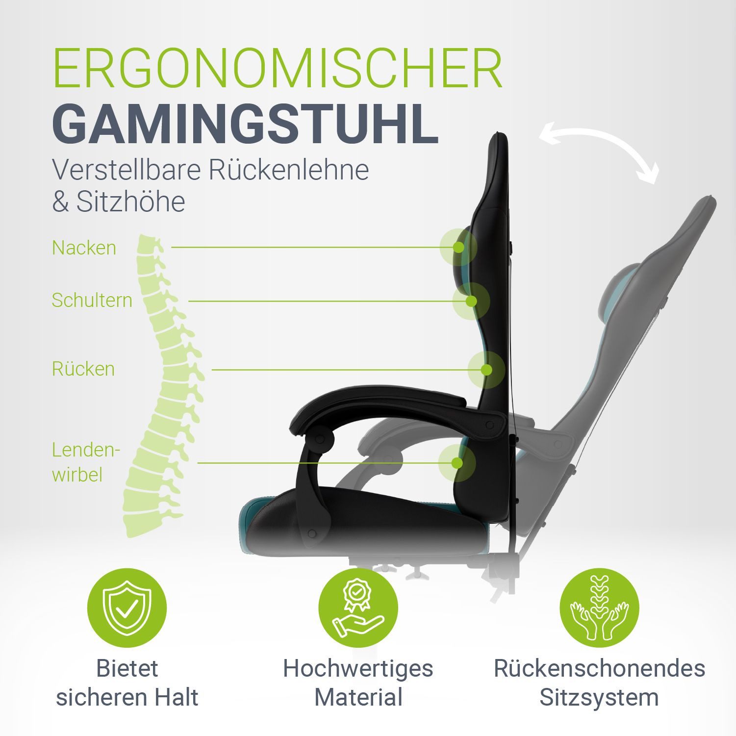 Juskys Gaming-Stuhl HyperSeat, Verstellbare Rückenlehne, robuste günstig online kaufen