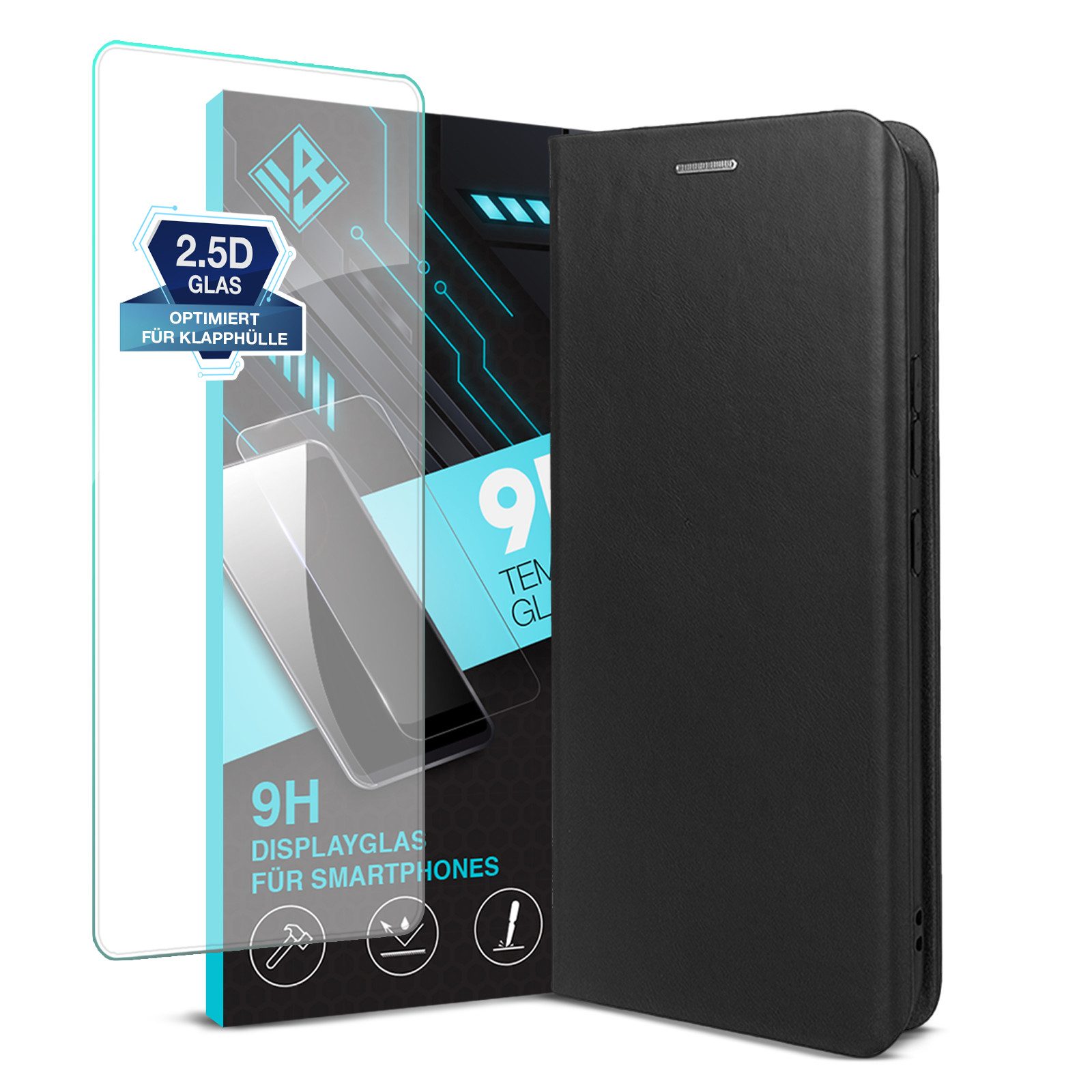 Tec-Expert Handyhülle Echtleder Hülle für Samsung Galaxy A55 5G 6.6 Zoll, 6.6, Cover Klapphülle Case mit Kartenfach RFID Schutz Displayglas