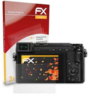 atFoliX Schutzfolie für Panasonic Lumix DMC-GX80, (3 Folien), Entspiegelnd und stoßdämpfend
