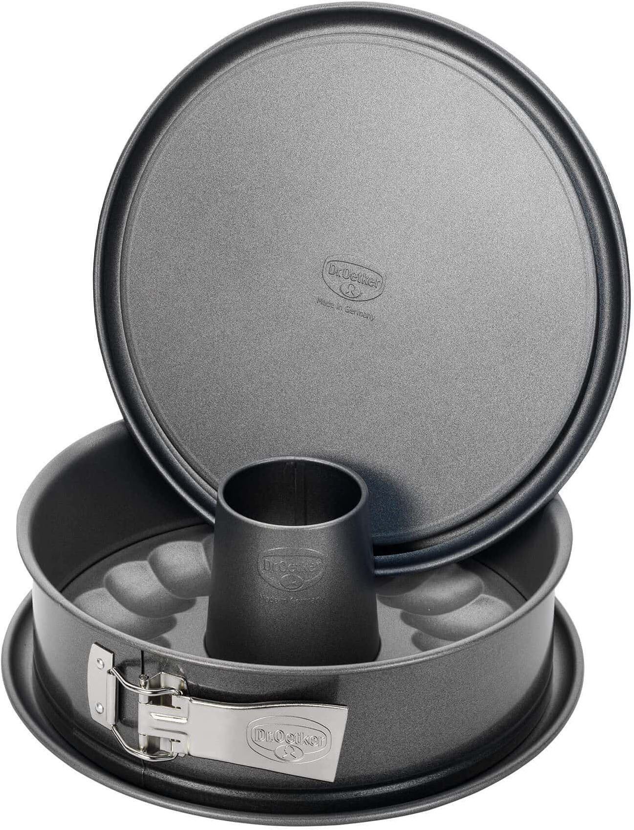 Dr. Oetker Küchenhelfer Springform Back-Harmonie, mit Flach- und Rohrboden, perfekt für Kuchen und Torten, Auslaufschutz, mit verstärkter Antihaft-Beschichtung, Made in Germany