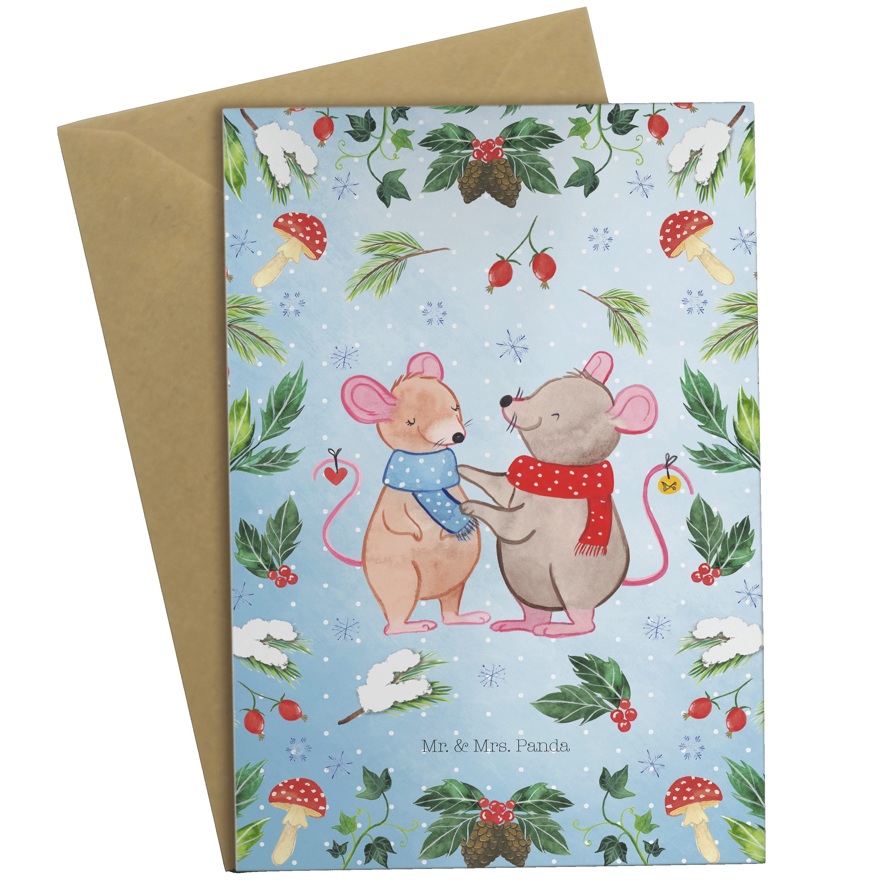 Mr. & Mrs. Panda Grußkarte Weiß Mäuse Geschenk, Einladungskarte, - - Geburtstagskart Weihnachten