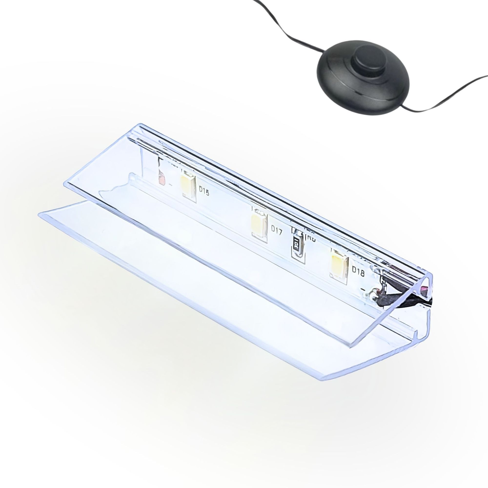 kalb LED Светодиодная подсветка кромки стекла LED Светодиодная подсветка кромки стекла Clip Set 3000K/5000K Transparent Plug & Play, 1er Set kaltweiß