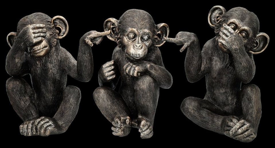 Figuren Shop GmbH Tierfigur Schimpansen Baby Figuren - Nichts Böses groß  Tierfigur Affen Dekofigur