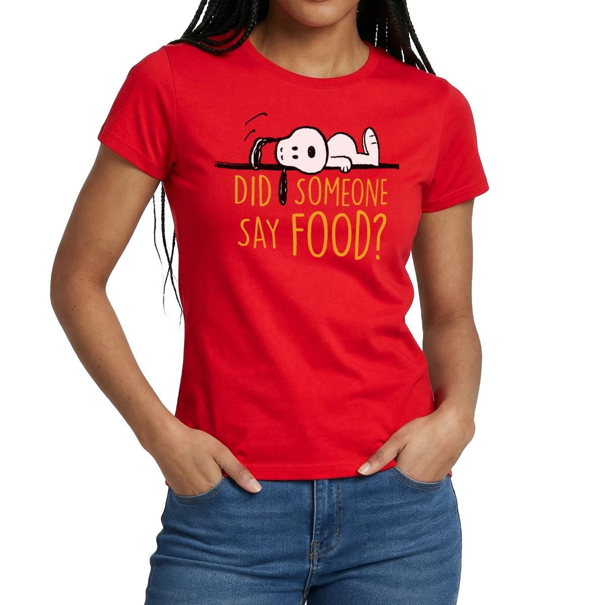 Spreadshirt T-Shirt Peanuts Snoopy Ich Hab Hunger Lustiger Spruch Frauen T-Shirt (1-tlg) Slim Fit, fällt klein aus