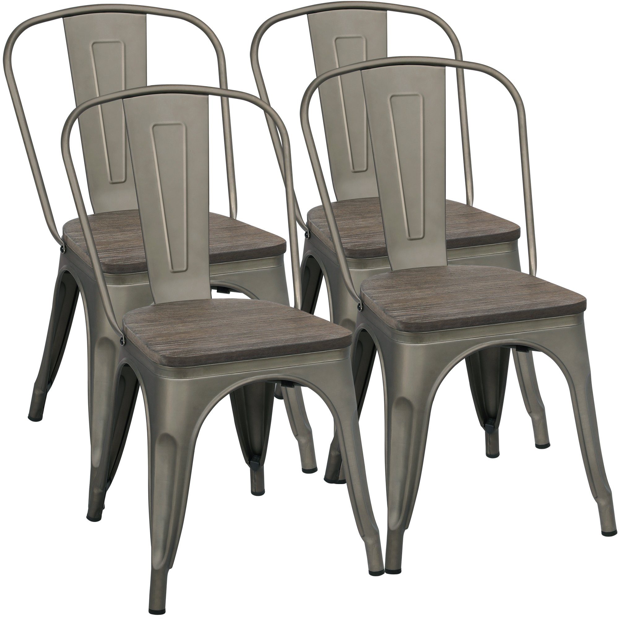Yaheetech Barhocker, mit HolzSitzfläche 4er Set Esszimmerstuhl