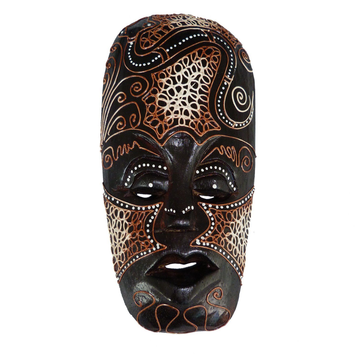 SIMANDRA Wanddekoobjekt Afrikanisch Holzmaske bemalt oder geschnitzt 20 cm, mit Aufhängung Schildkröte Schlange Elefant Schmetterling