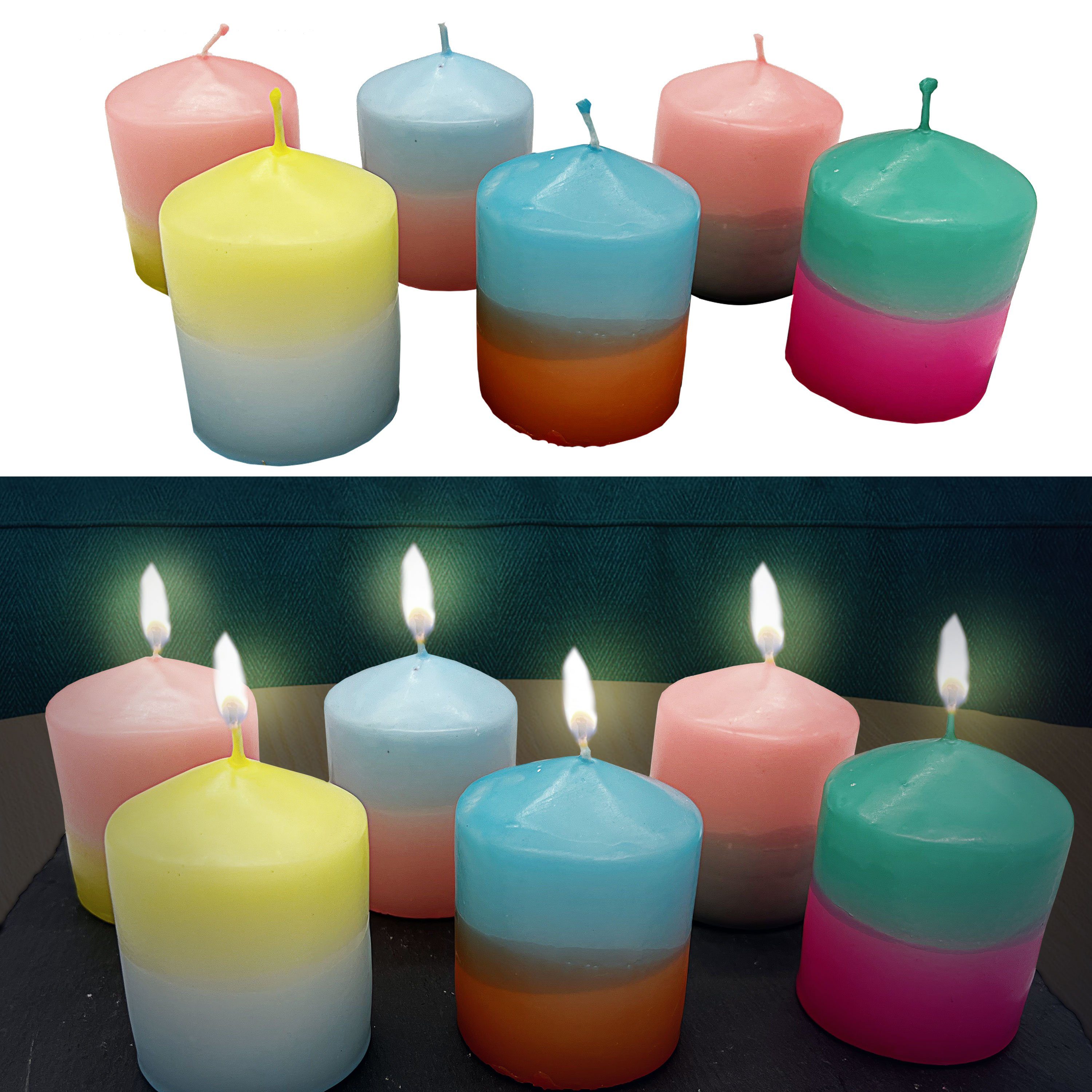 CEPEWA Stumpenkerze Stumpenkerze 6er Set Farbverlauf 6x82cm Paraffin günstig online kaufen