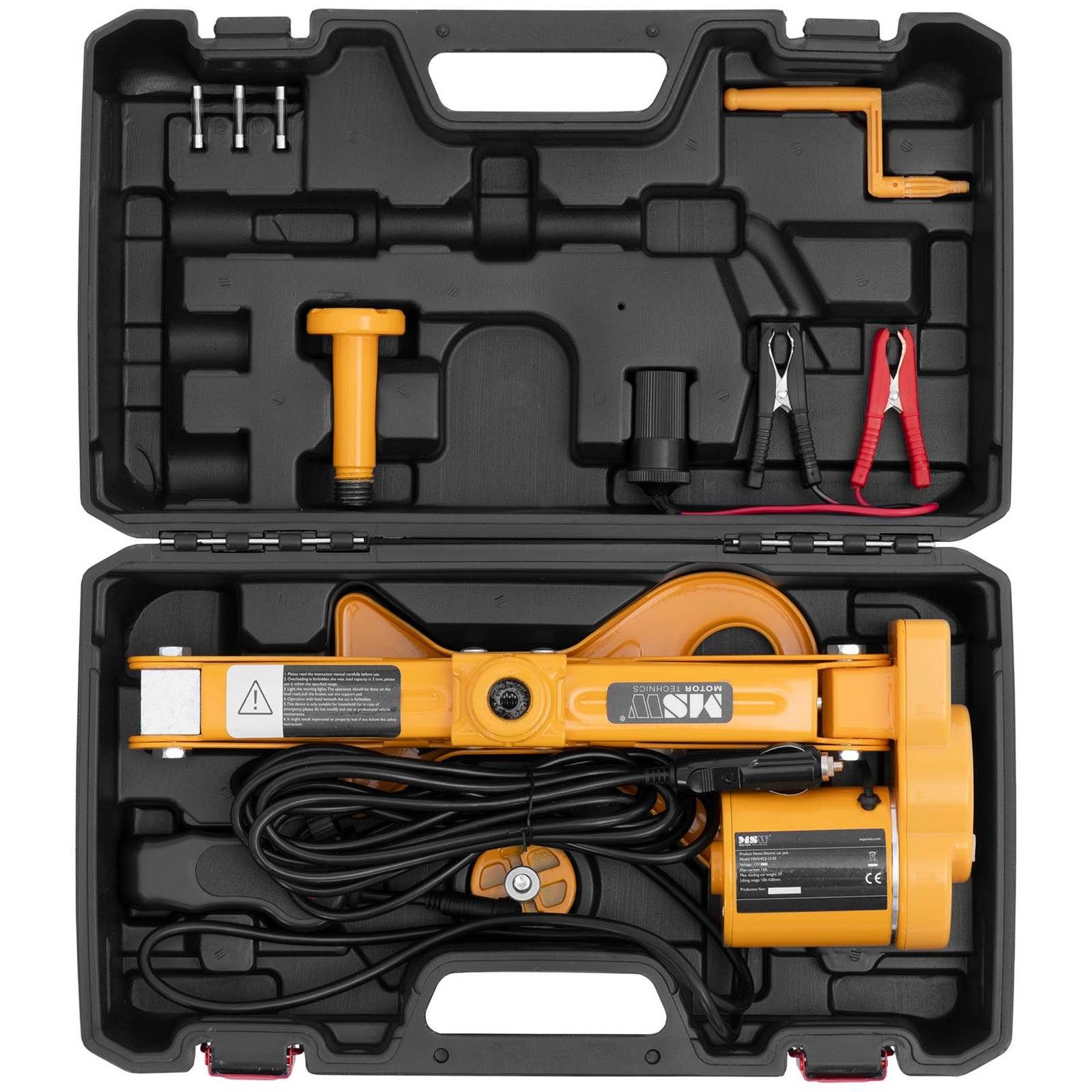 MSW Hydraulikheber Elektrischer Wagenheber 12 V 3 t Radwechsel-Set Scherenwagenheber