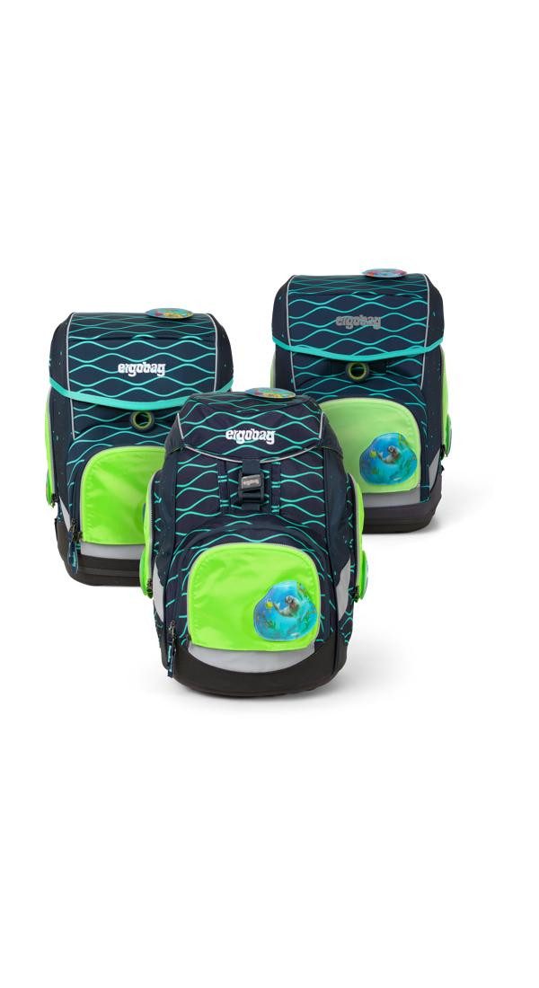 ergobag Schulranzen Fluo Zip Set (3-tlg), reflektierend